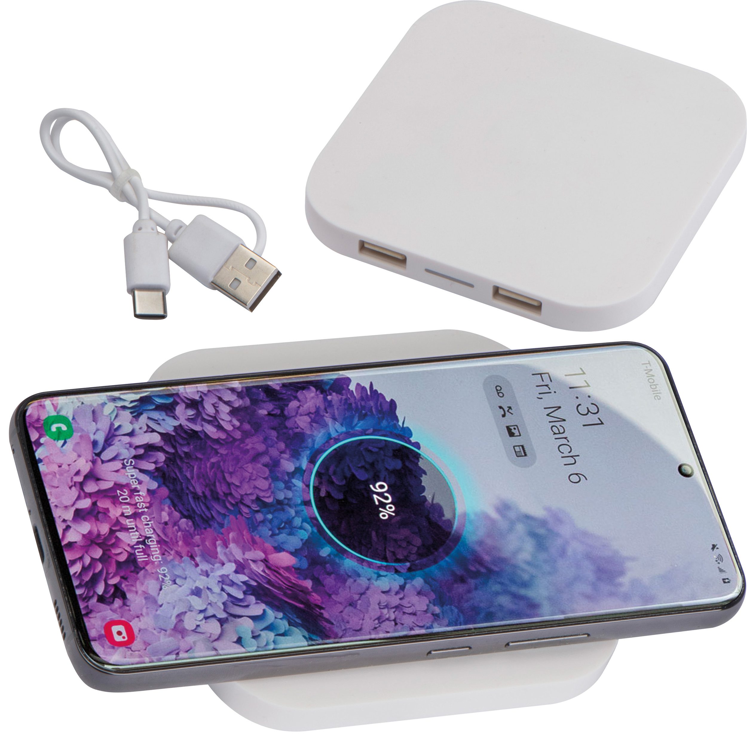 Wireless charger with 2 USB ports
