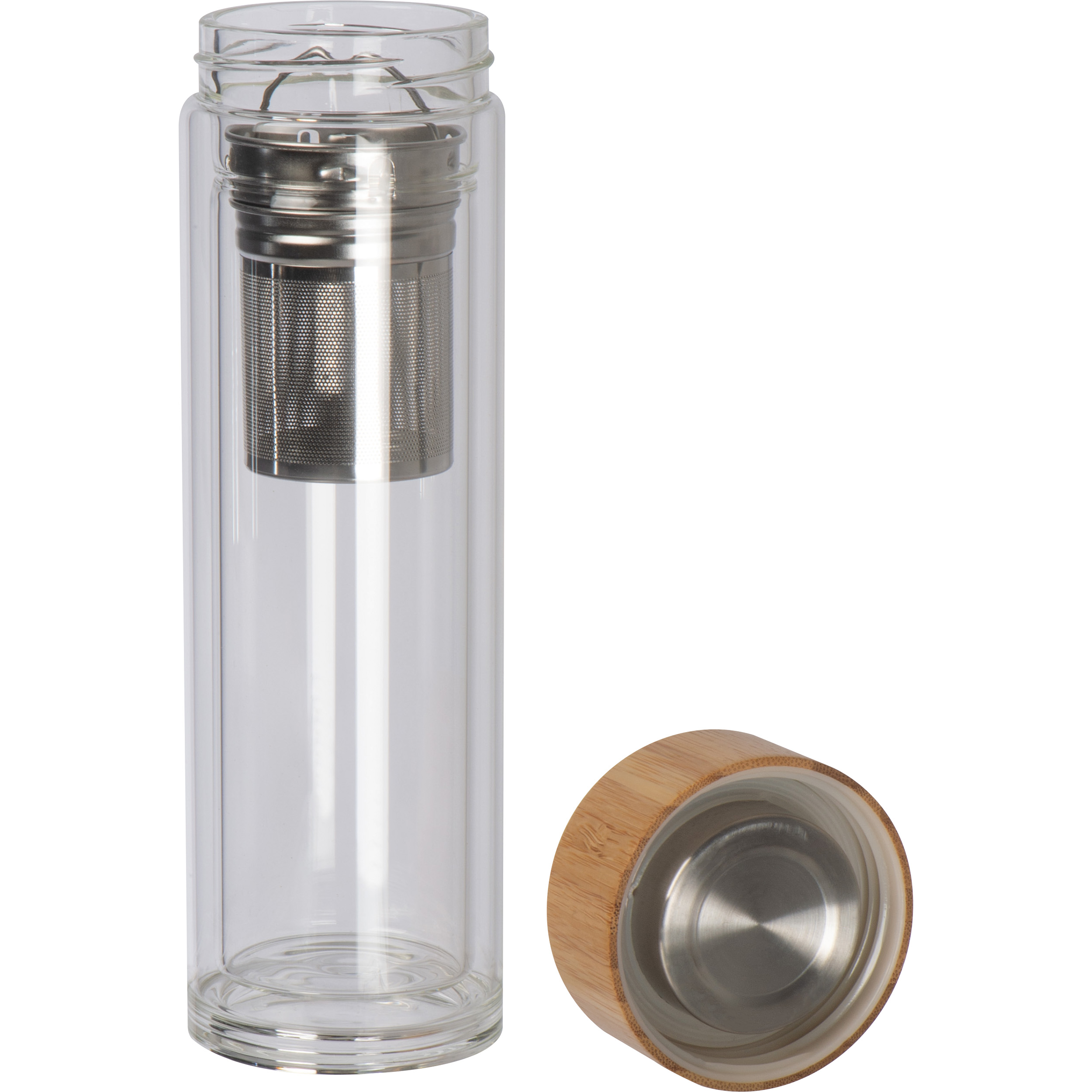 Glass bottle with bamboo lid and 420 ml capacity