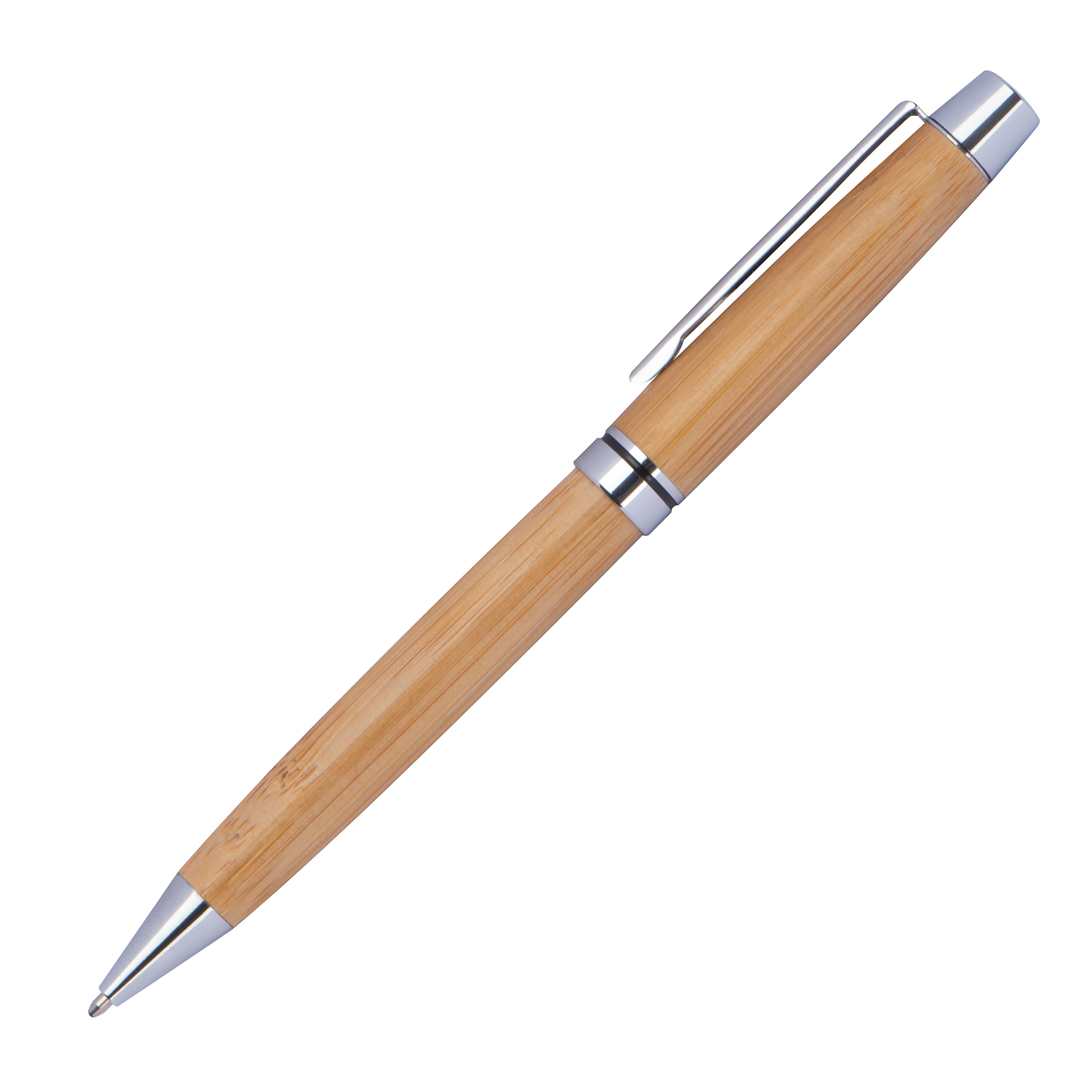 Bolígrafo de madera con aplicaciones metálicas