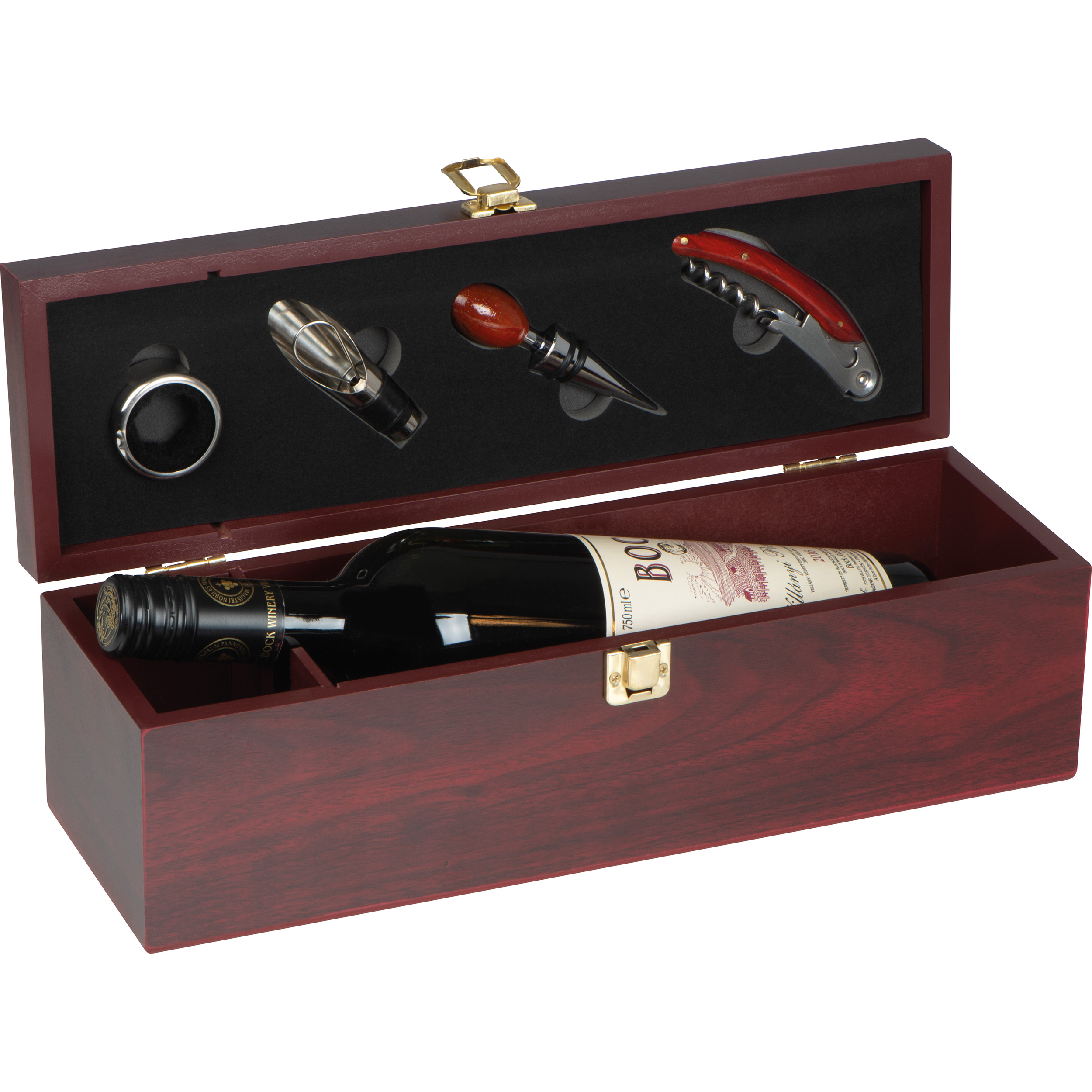Weinbox aus Holz mit Kellnermesser für 1 Flasche