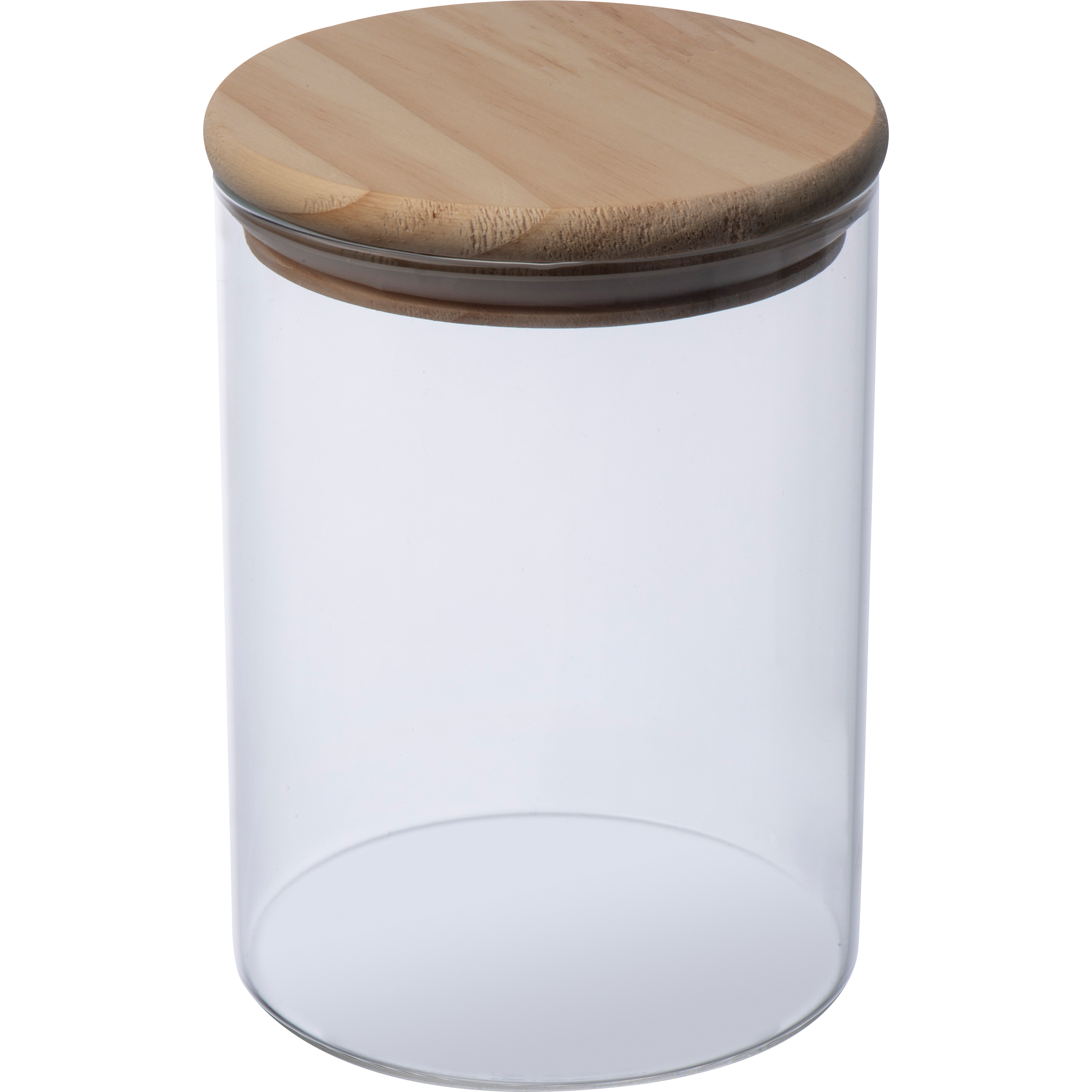 Pot en verre borosilicaté avec couvercle en bois de pin, 700 ml