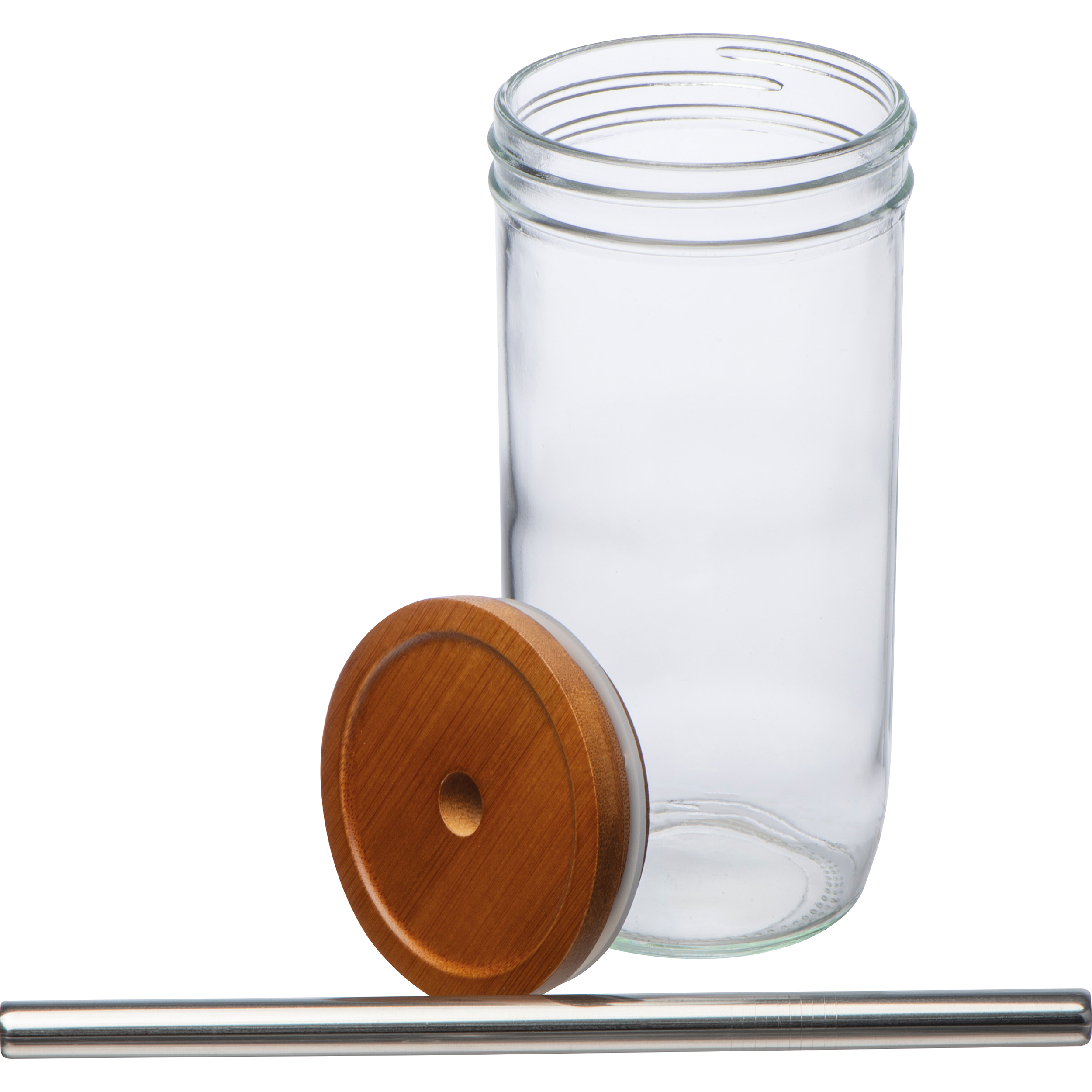 Gobelet en verre avec couvercle en bambou et paille