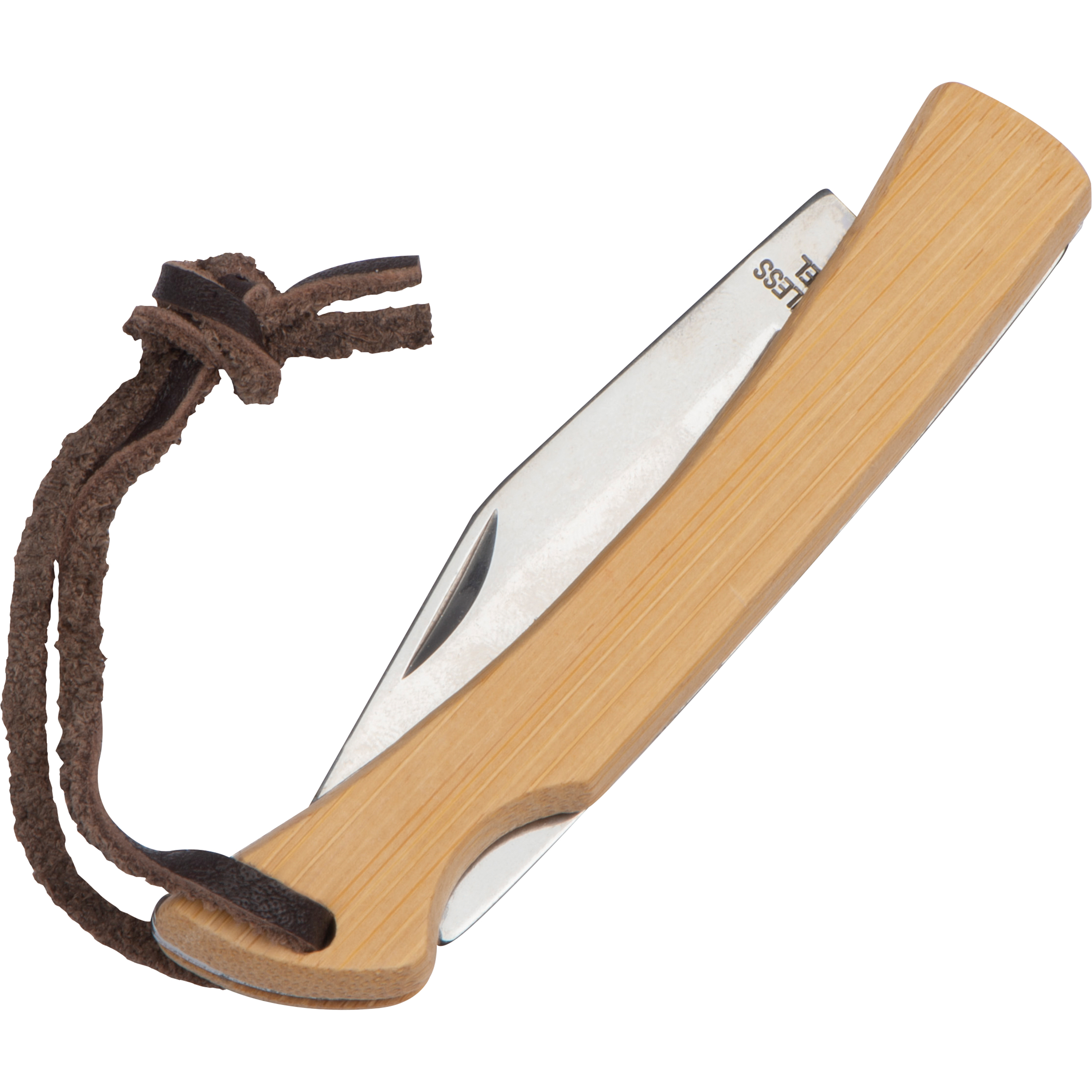 Pocket knife with bamboo bowls and hanging loop