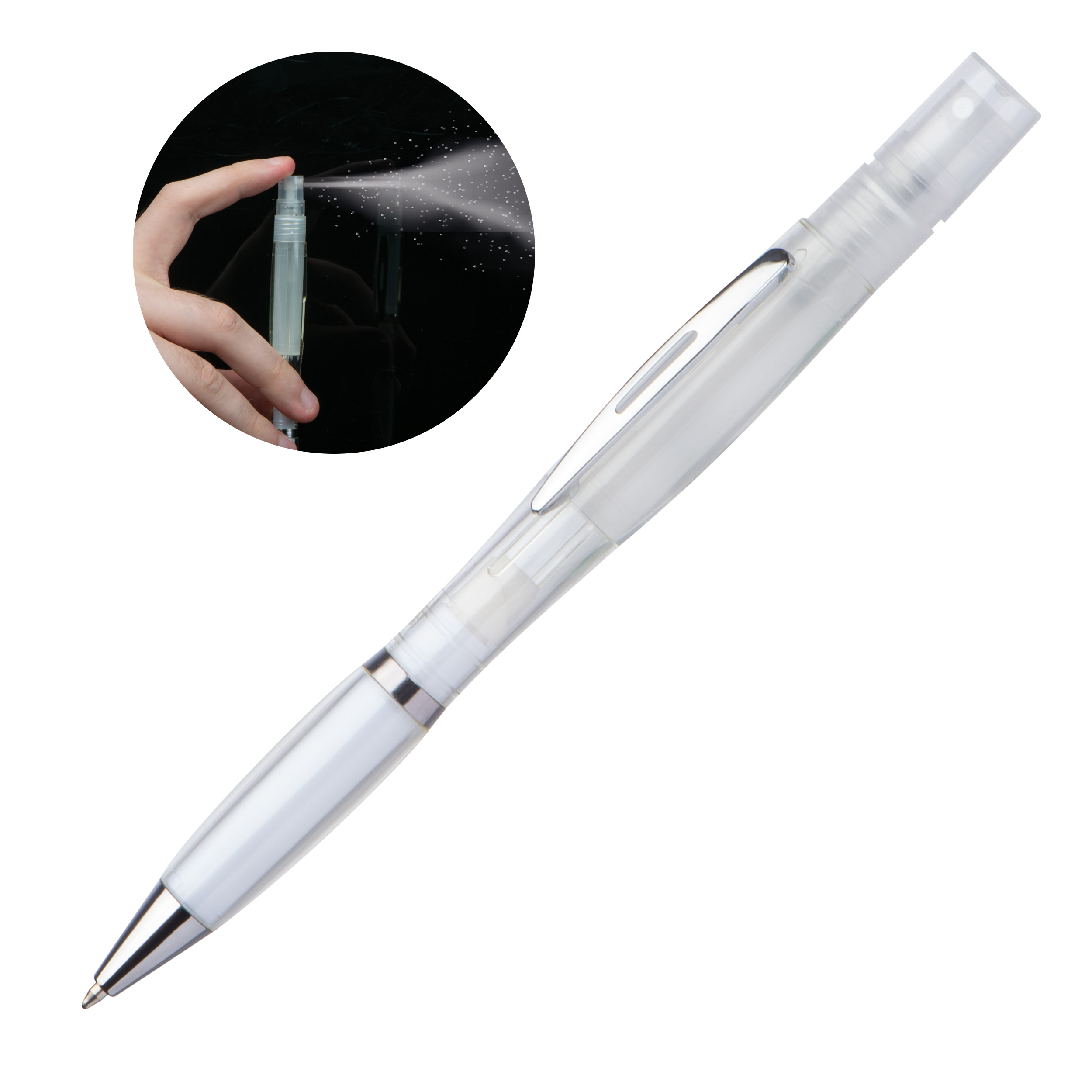 Penna con meccanismo a rotazione con spruzzino