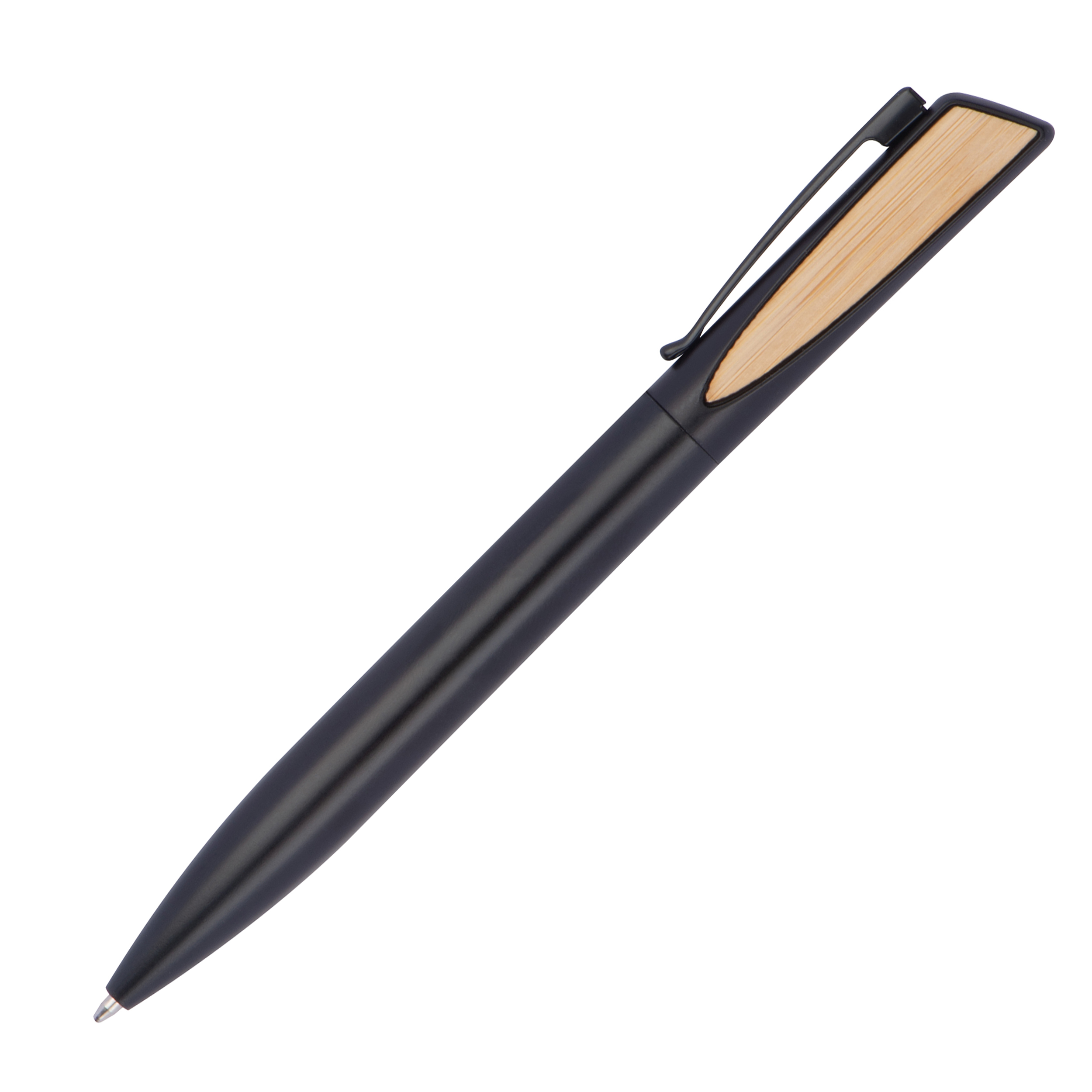 Penna in metallo con applicazioni in bamboo