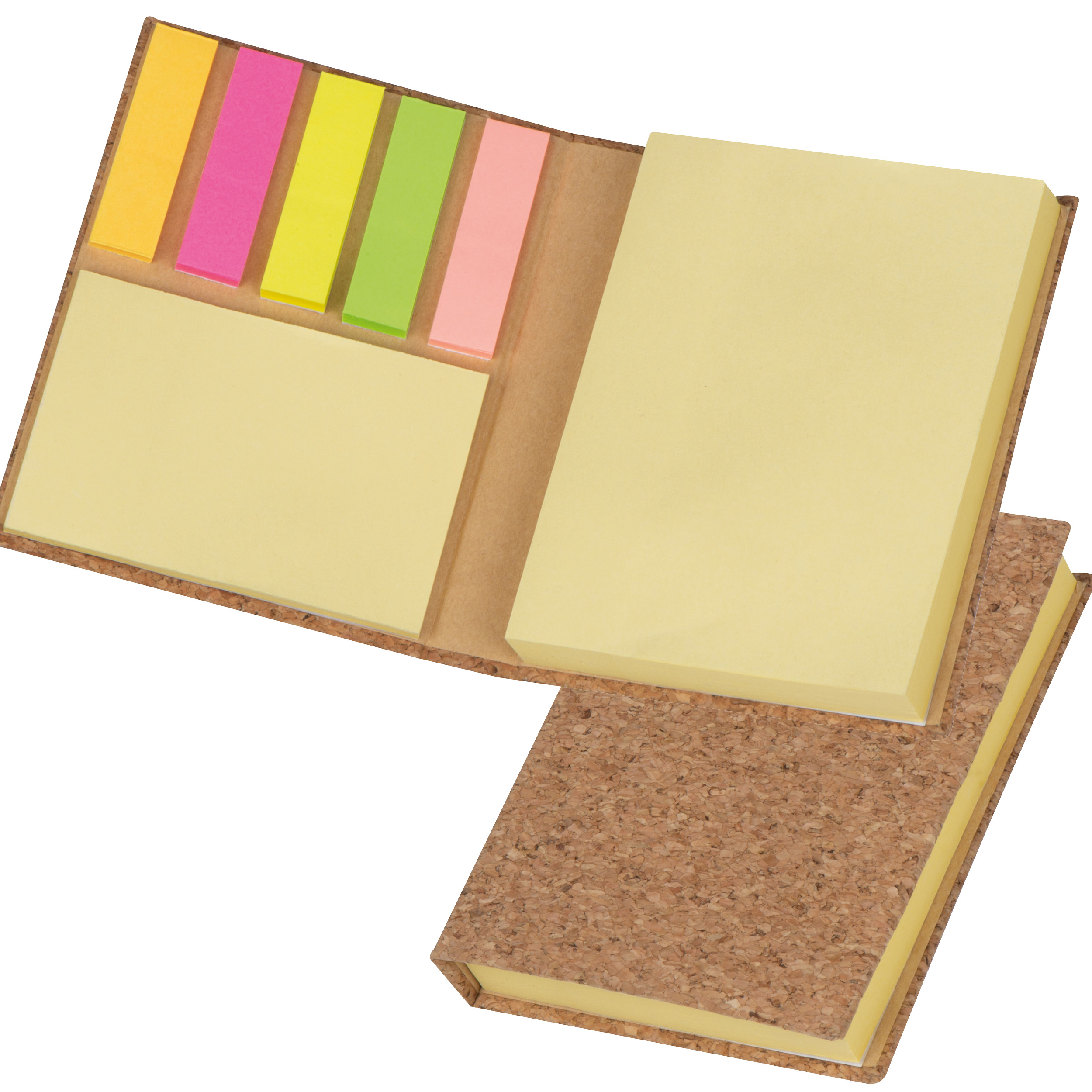 Sticky marker and sticky note book in a cork envelope
