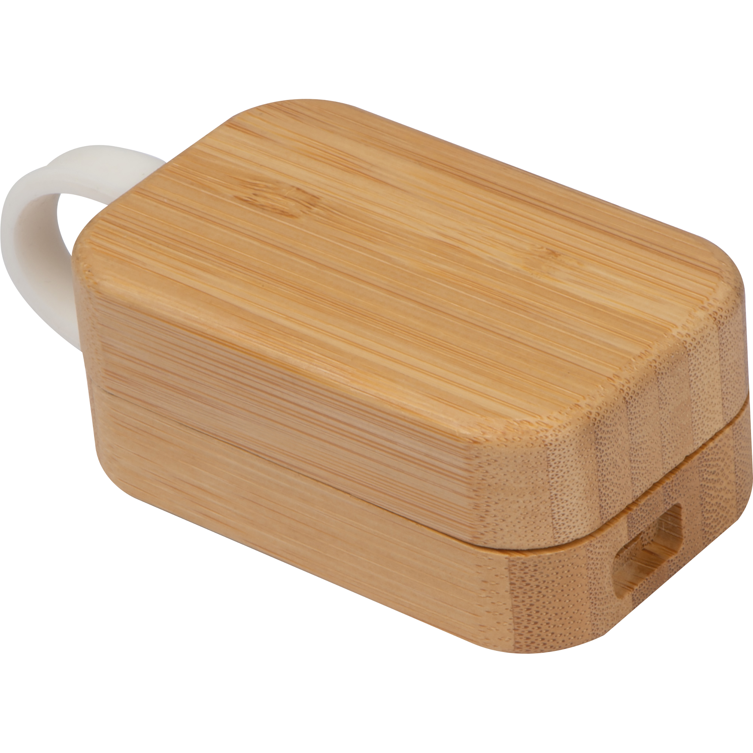 Auriculares in-ear con una caja de bambú