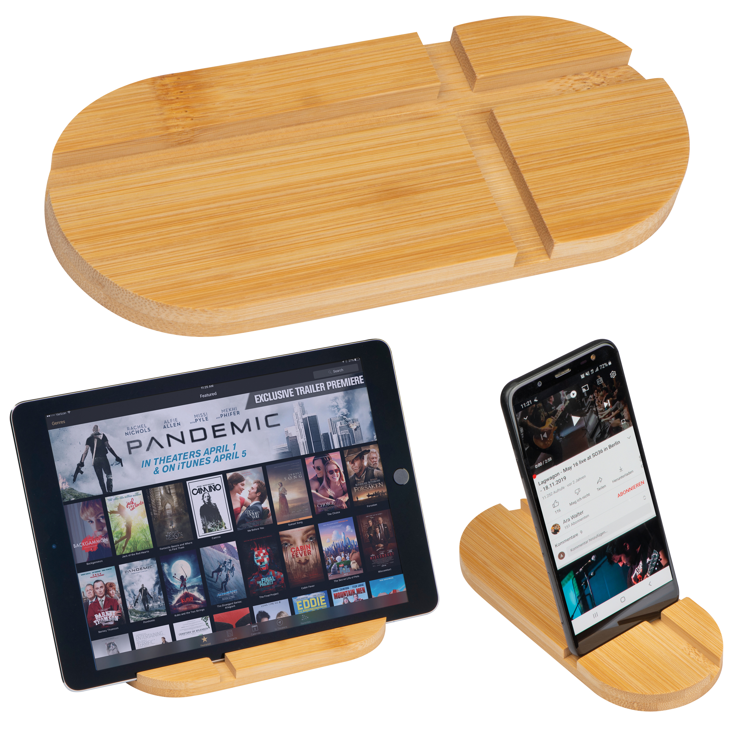 Support pour tablette et smartphone en bambou