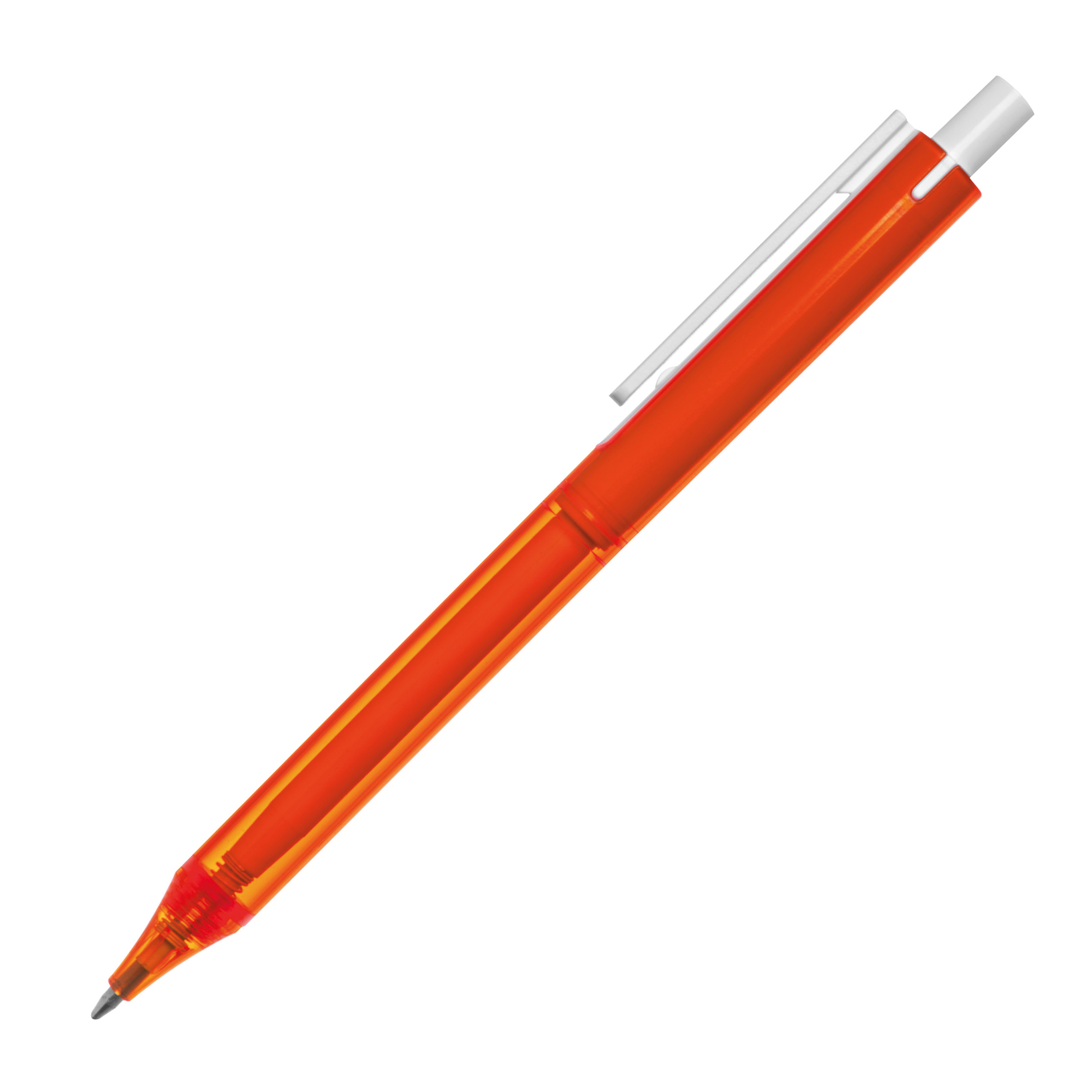 Transparenter Kugelschreiber mit weißem Clip