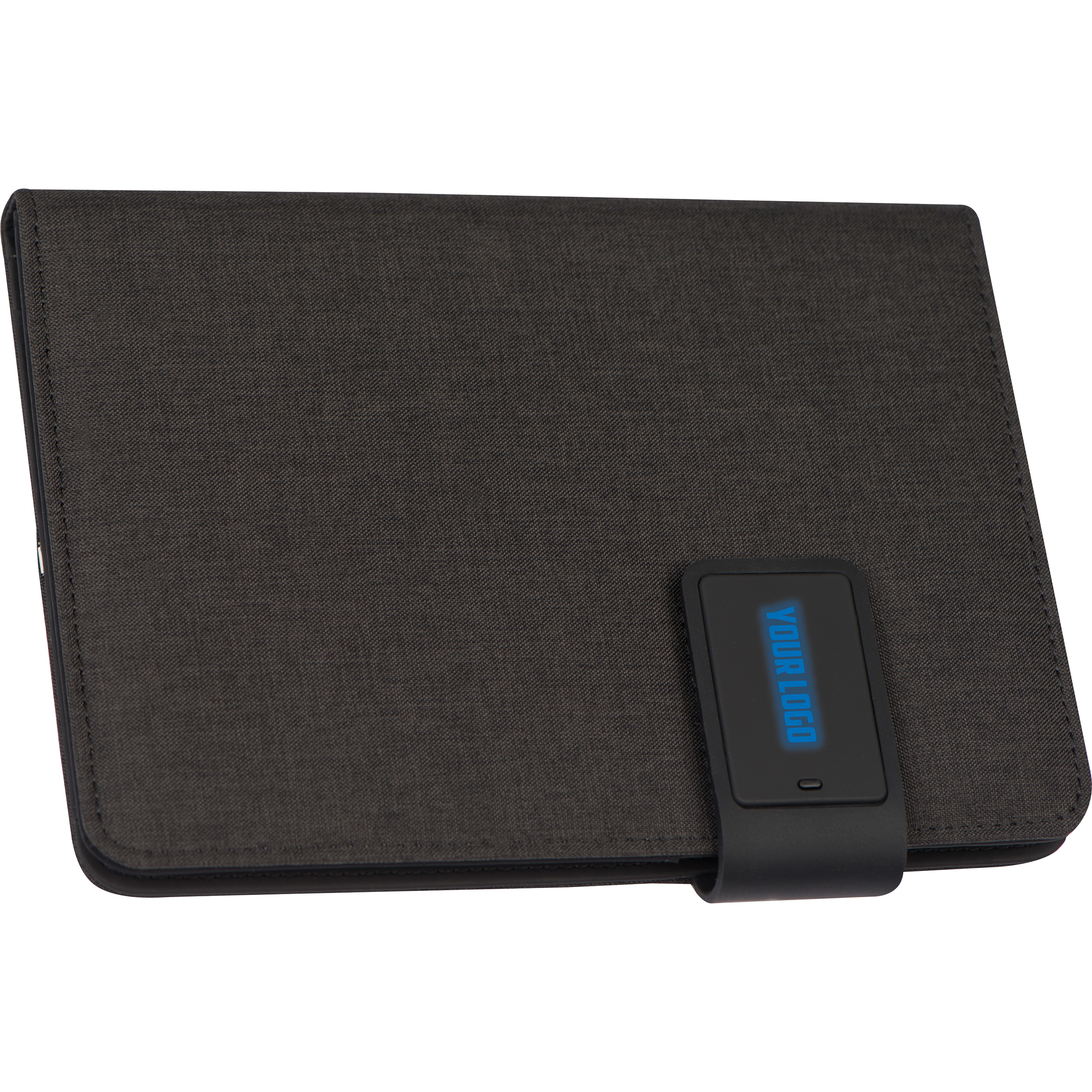 DIN A5 notebook with integrated LED light and powerbank