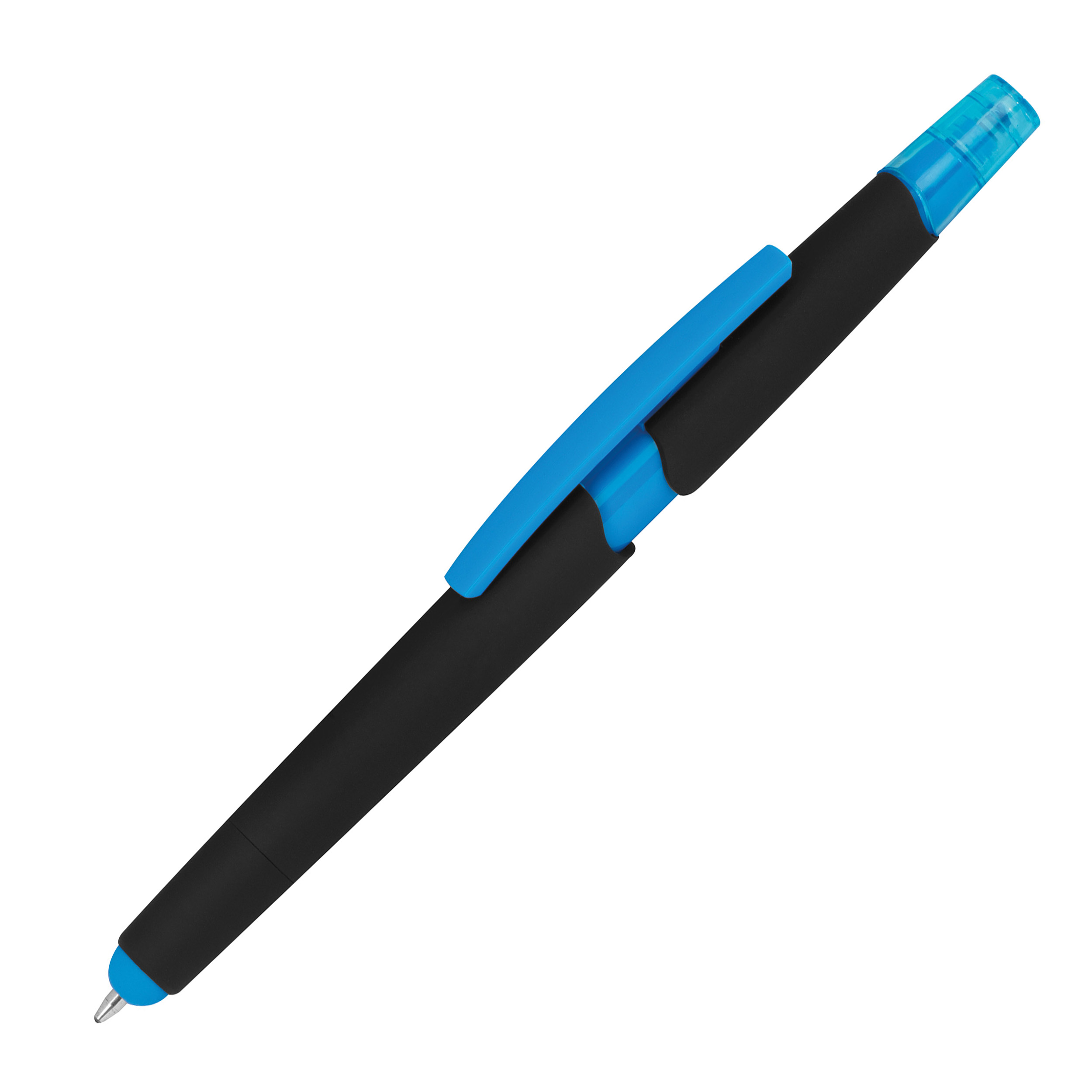 Plastic ballpen with highlighter and touch function