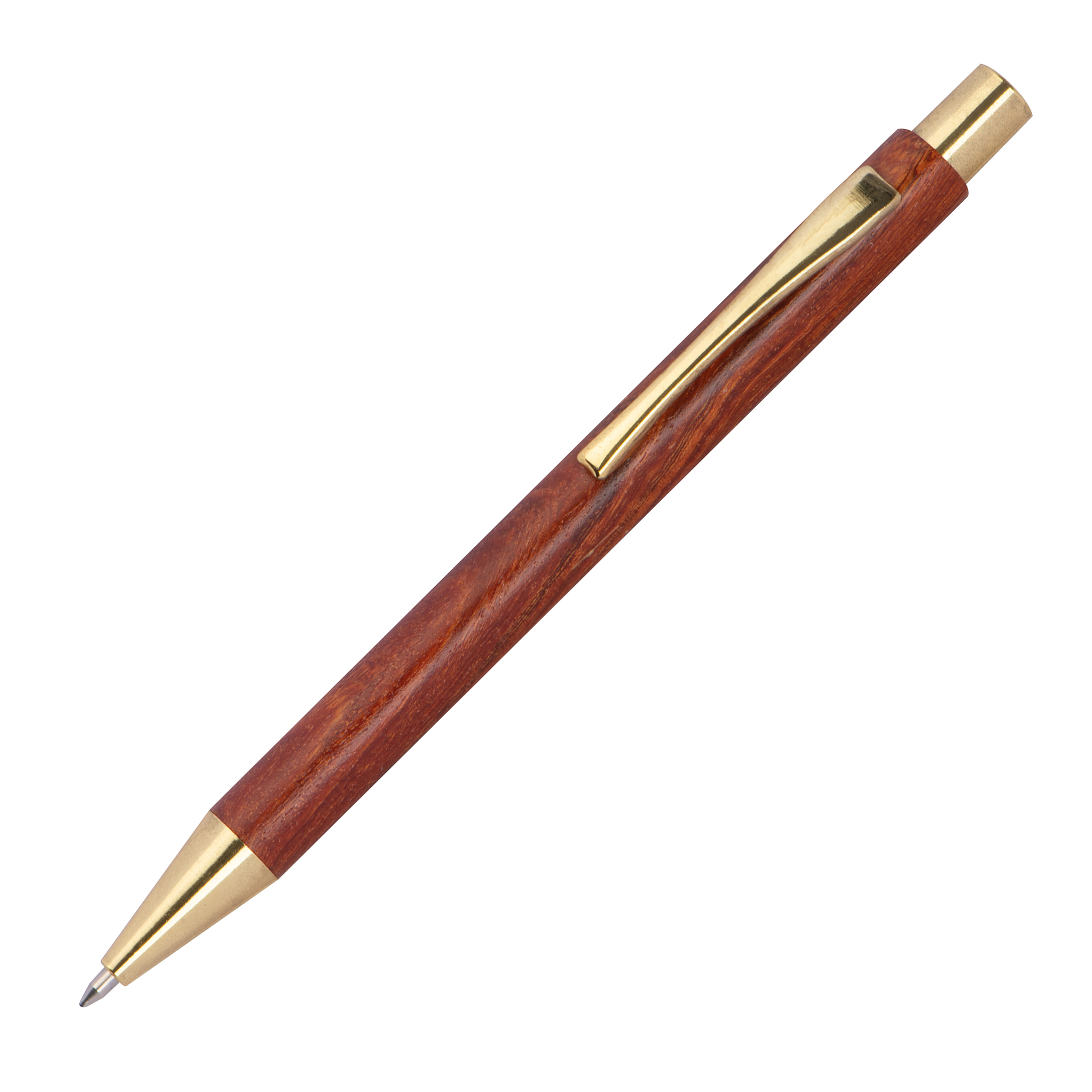 Holzkugelschreiber mit goldenen Applikationen