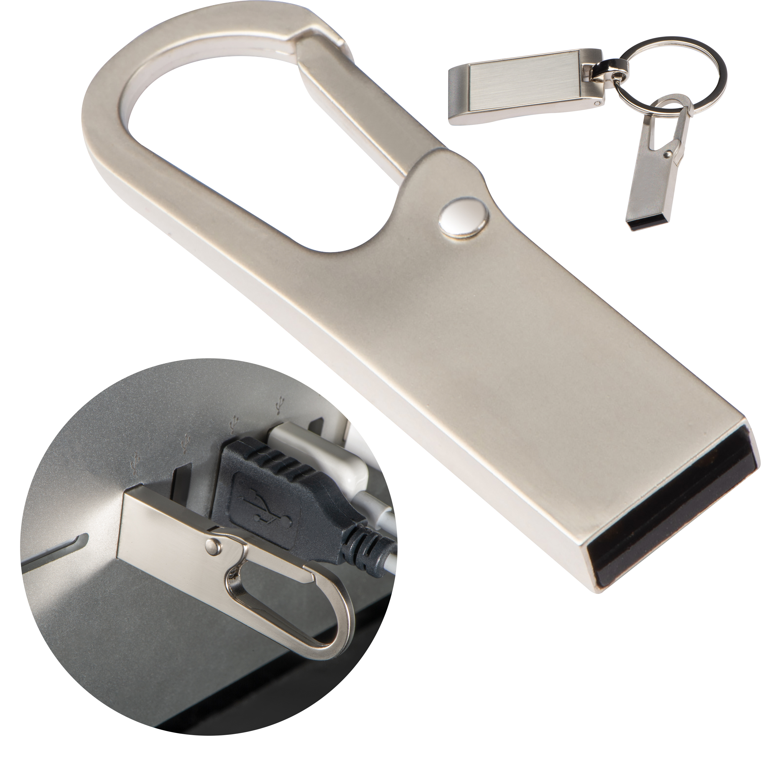 Metal USB stick with carabiner - 8GB