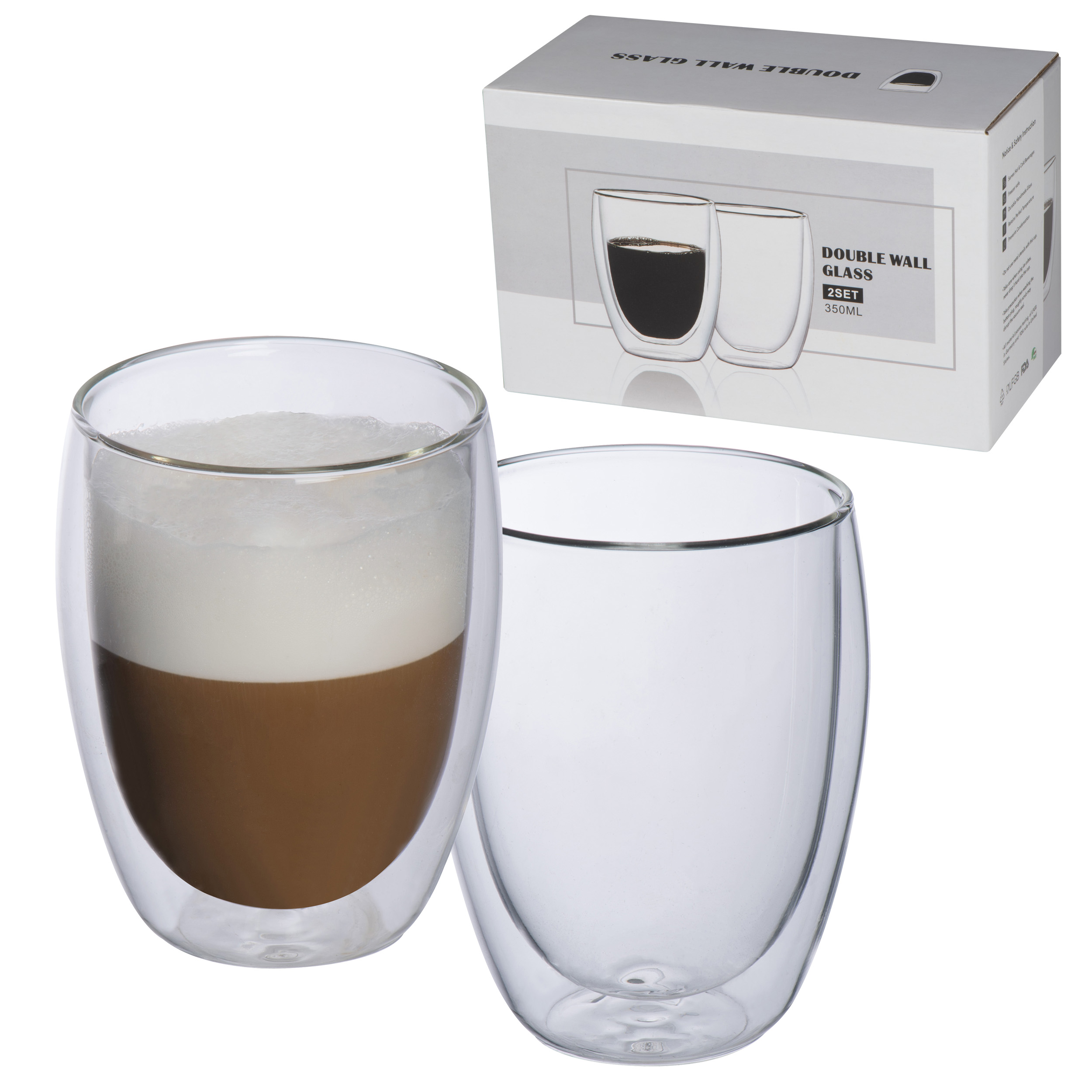 Set of 2 double-walled capuccino cups