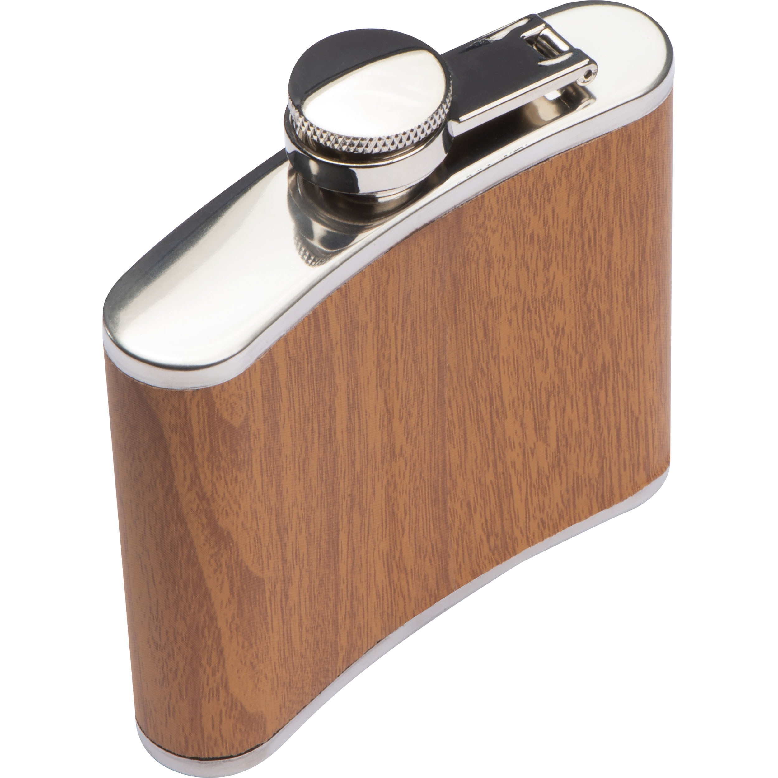 Stainless Steel Hip Flask with wooden Coating