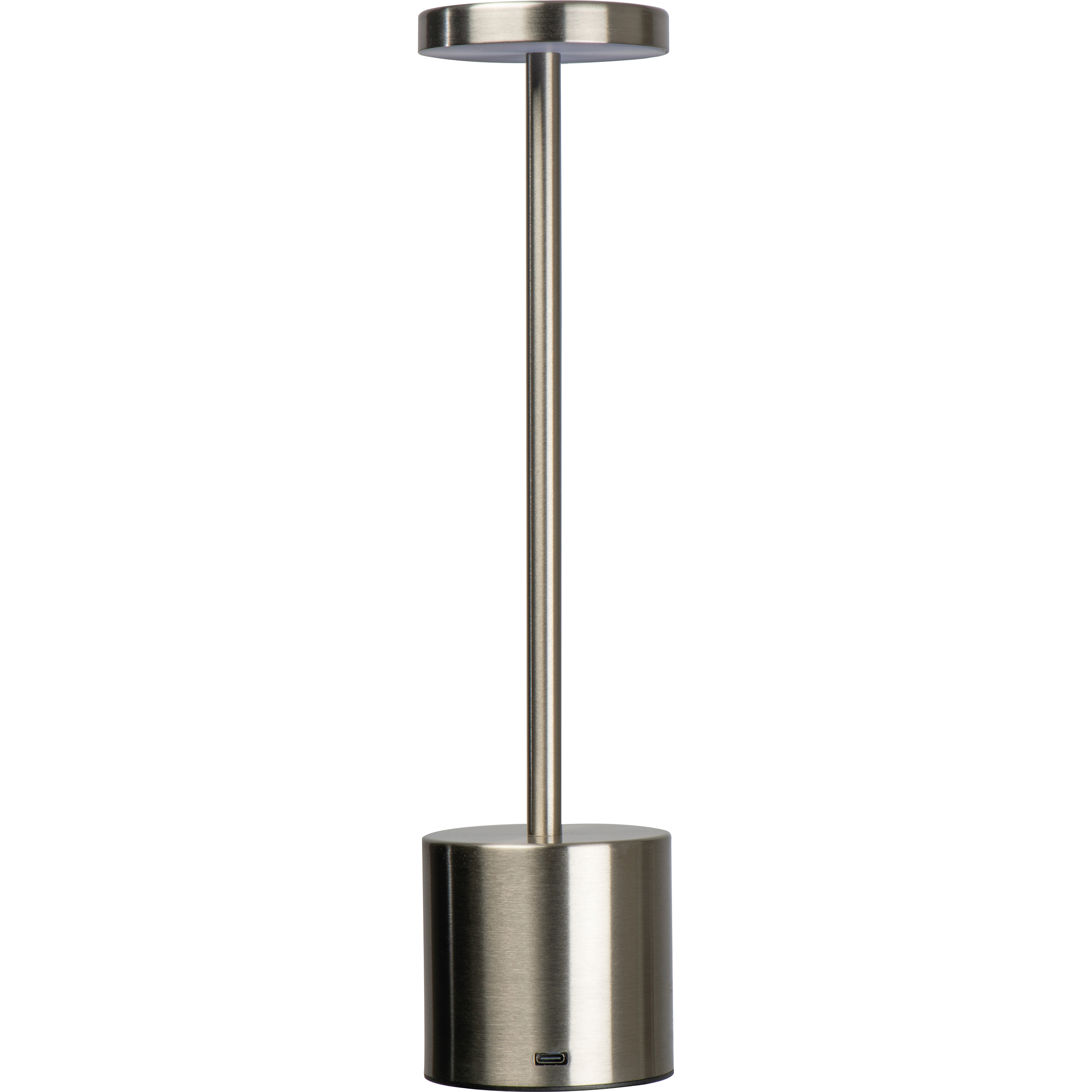 Lámpara de mesa de acero inoxidable con batería recargable