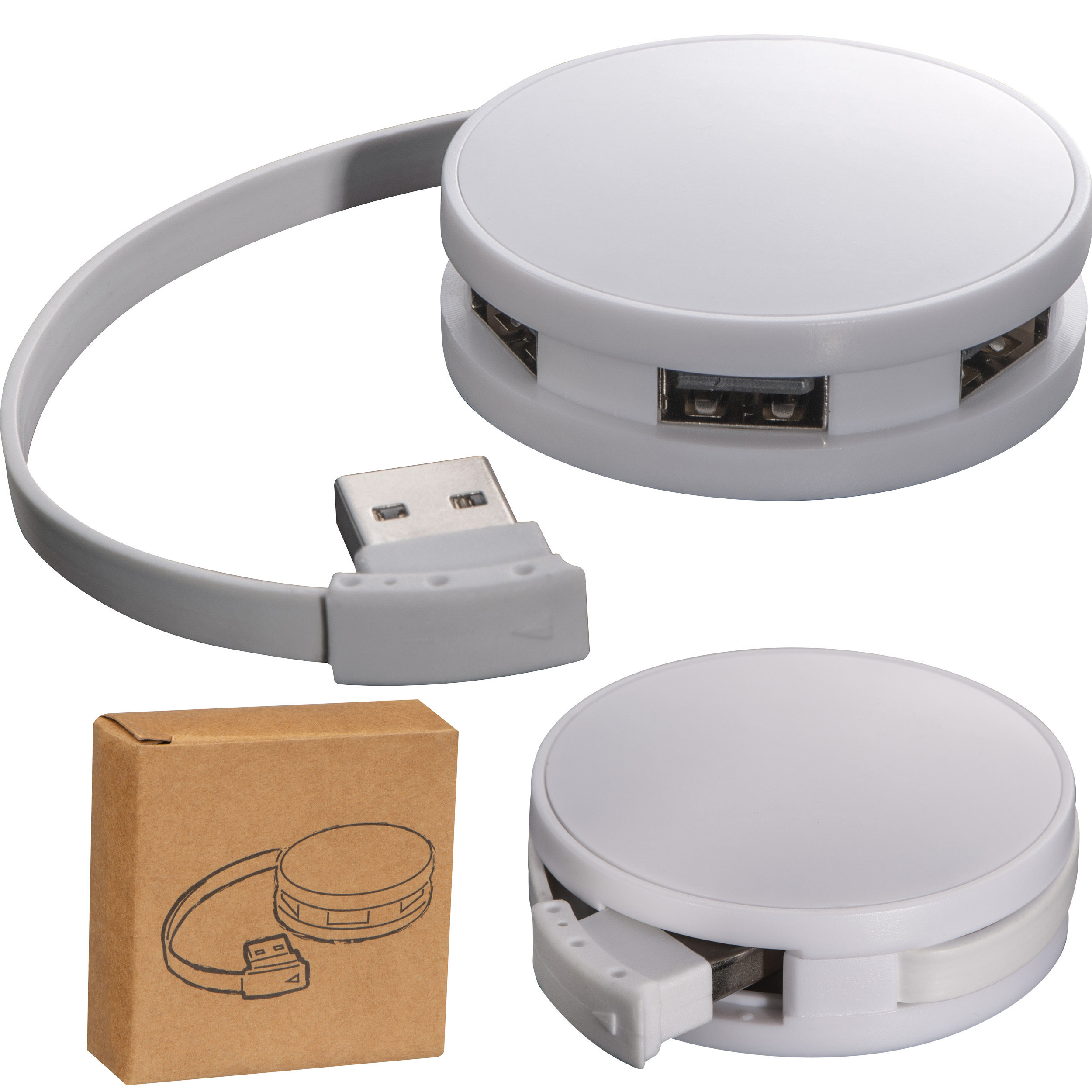 USB-Hub aus Kunststoff mit 4 Anschlüssen
