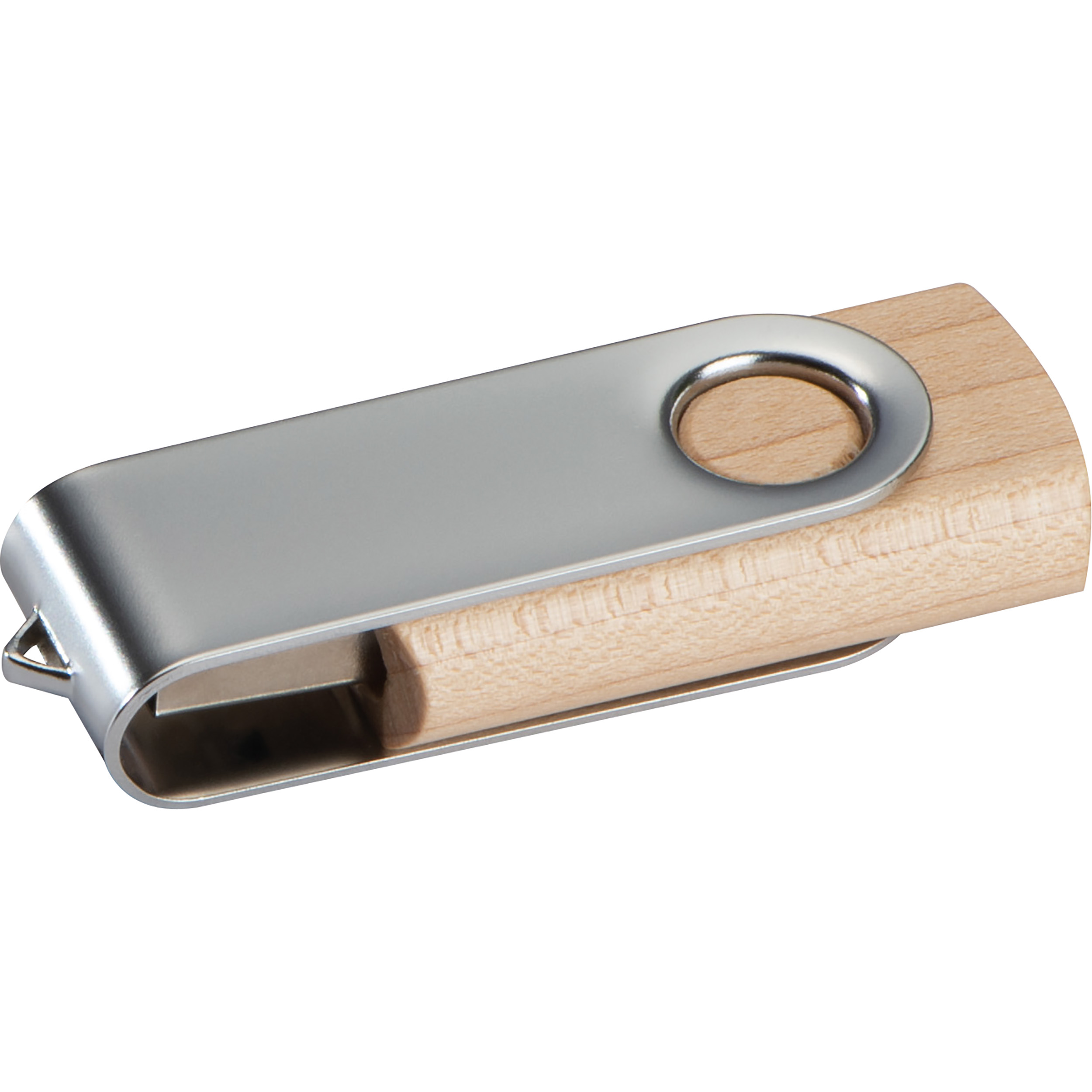 Chiavetta doppia USB con coperchio in legno chiaro