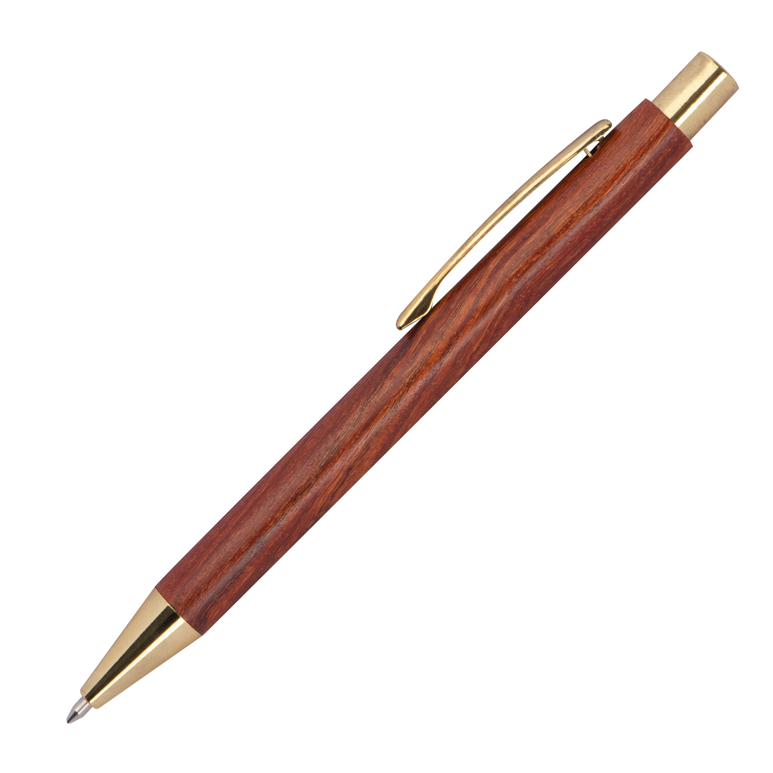 Holzkugelschreiber mit goldenen Applikationen