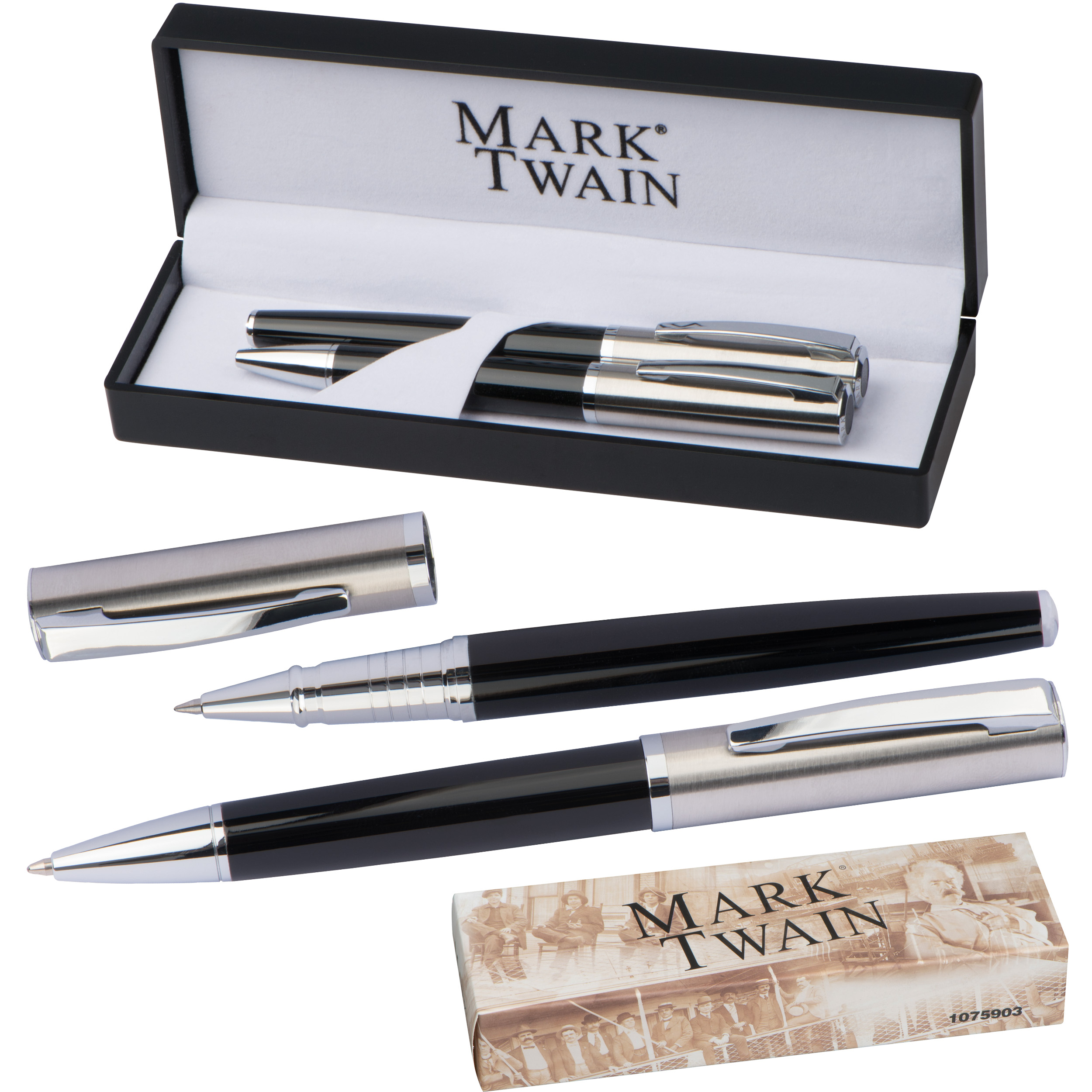 Mark Twain writing set with ball pen and rollerball pen
