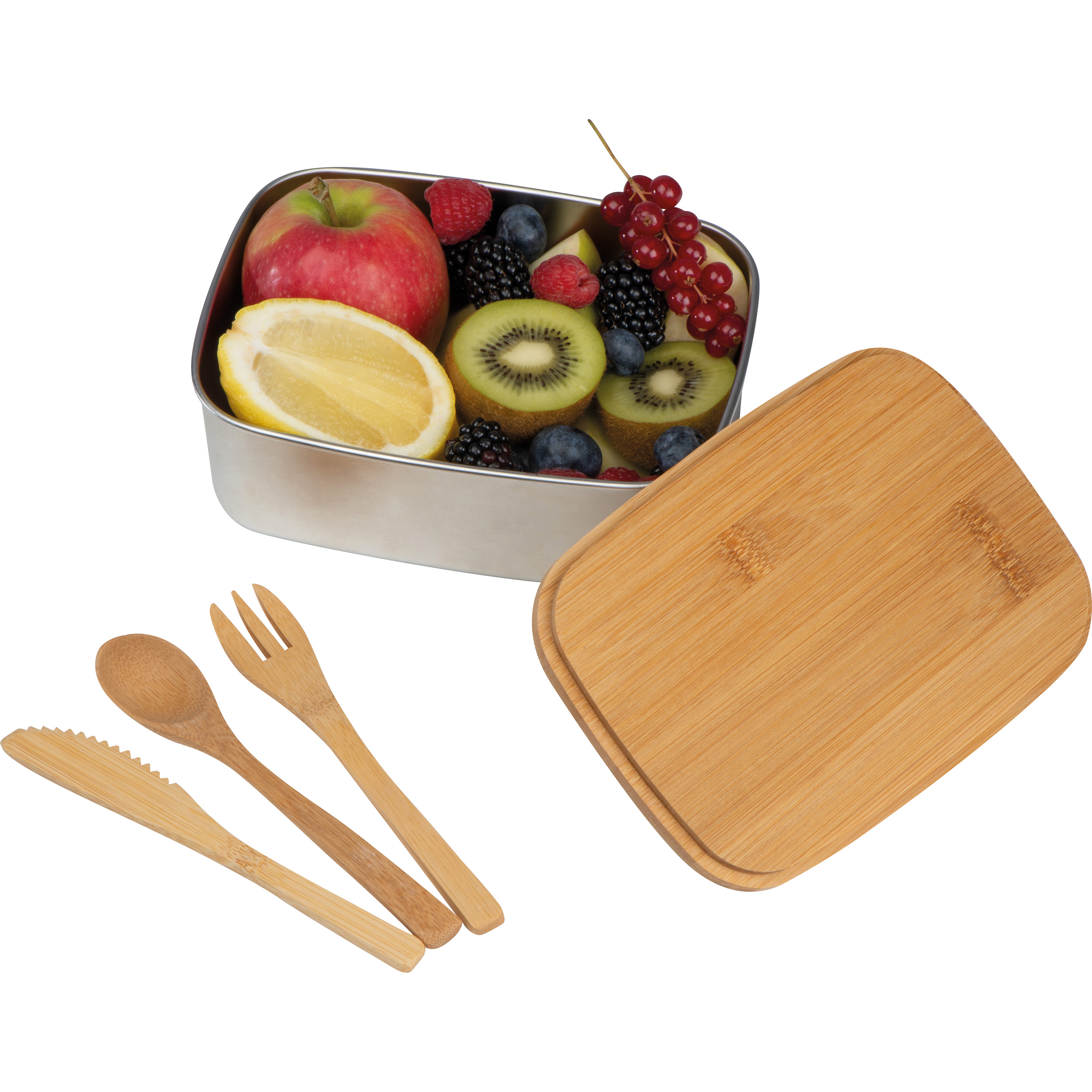 Lunchbox avec couvercle en bambou et bande silicone