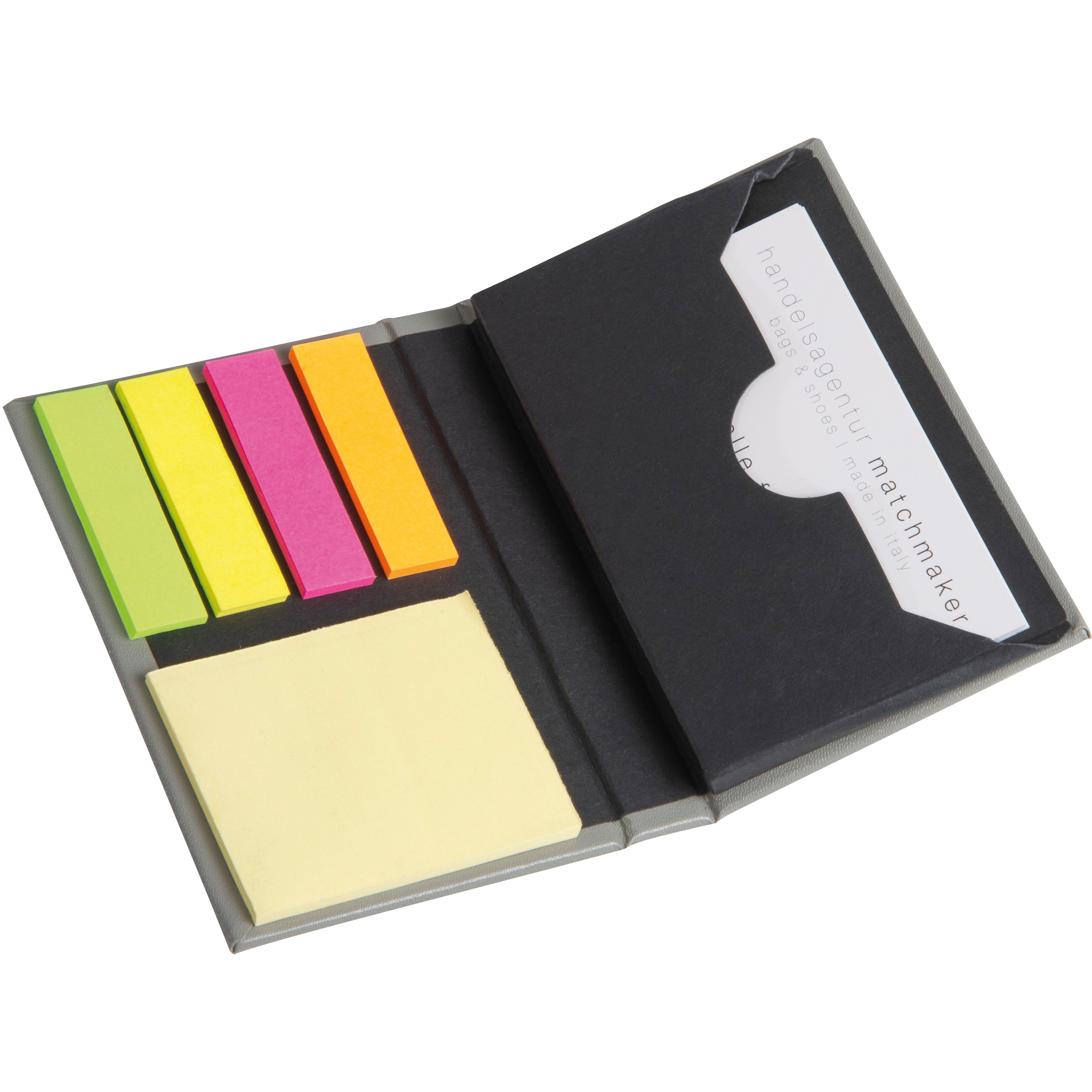 Business card case with sticky notes