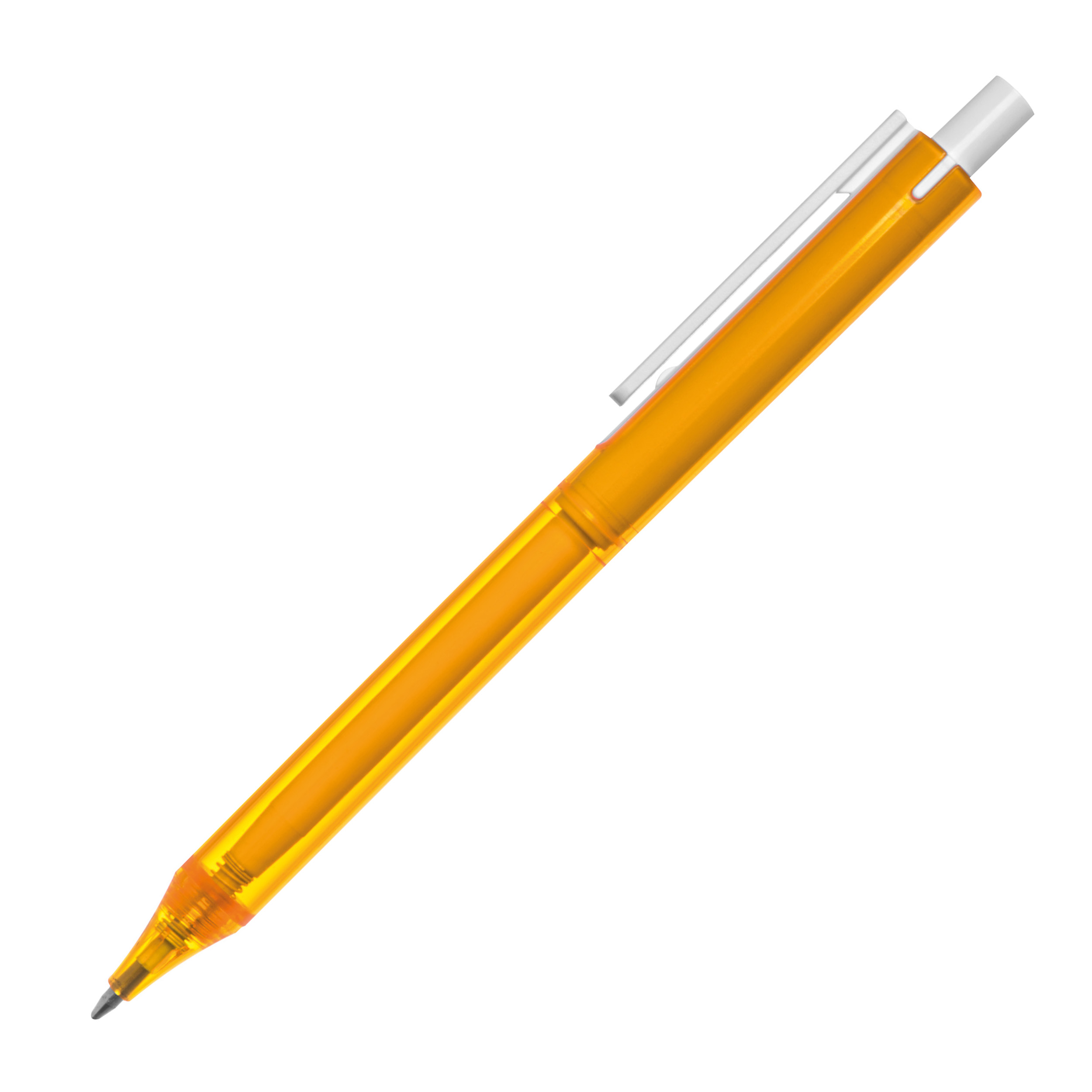 Transparenter Kugelschreiber mit weißem Clip