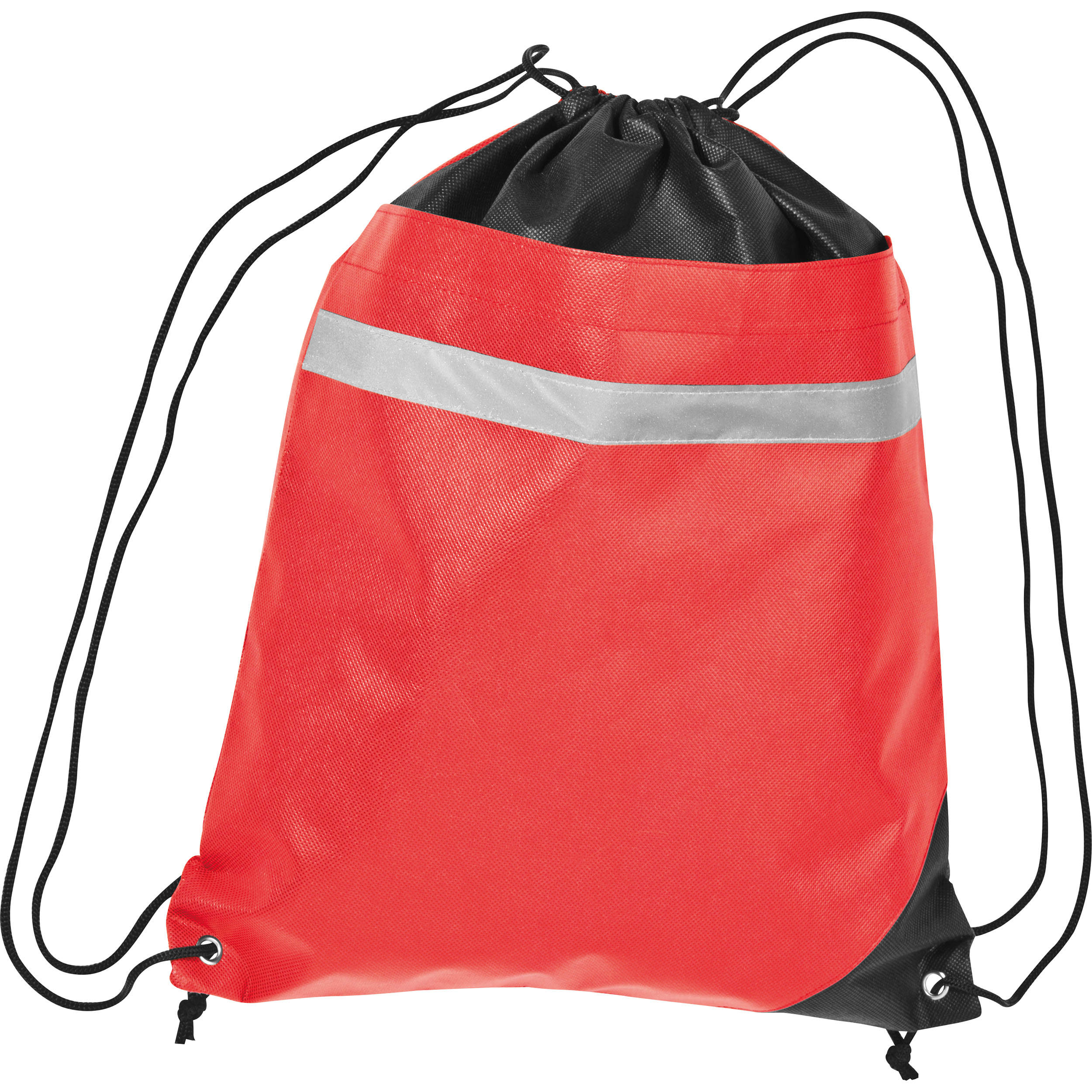 Non-woven gym bag including reflectable stripe