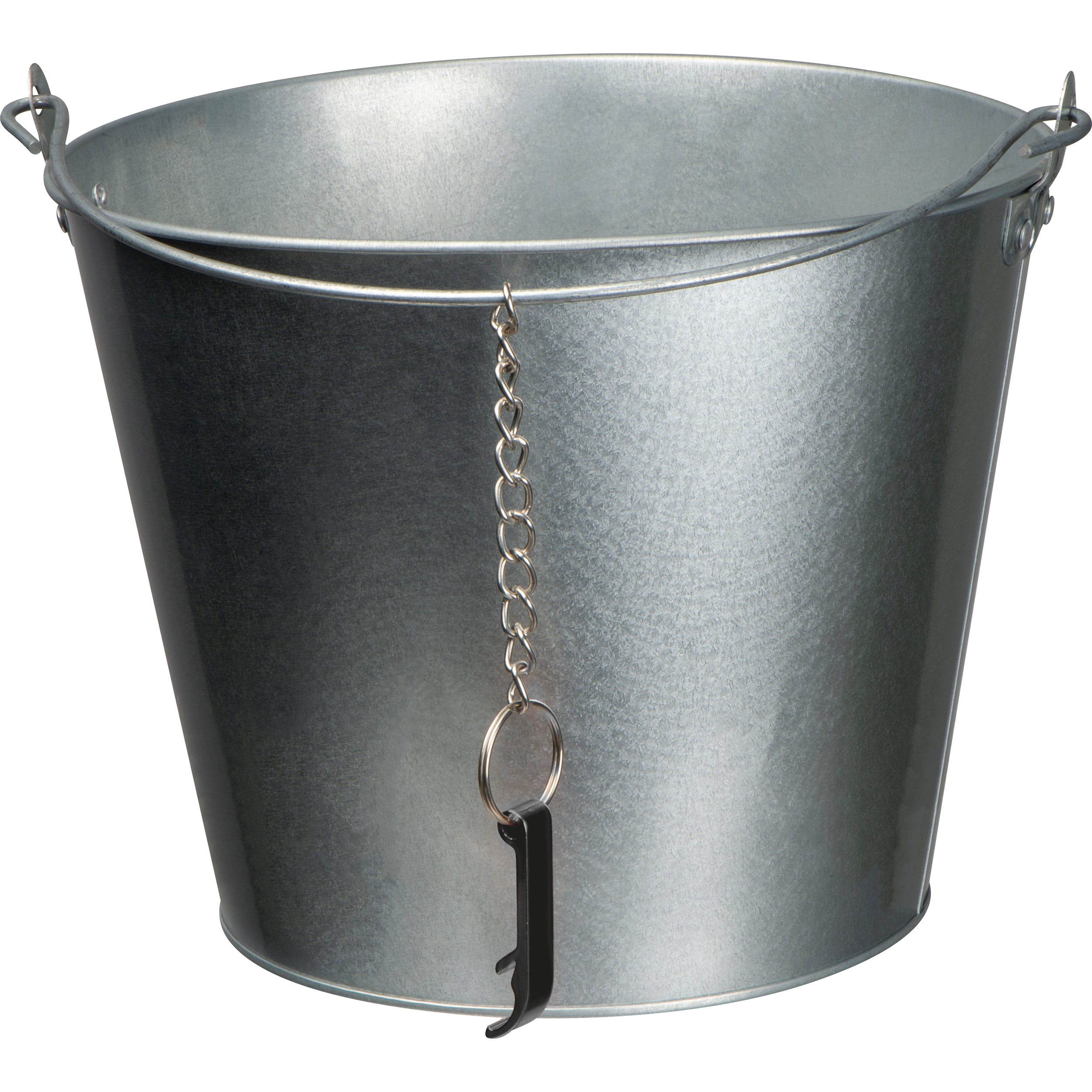 Zinc bucket with bottle opener