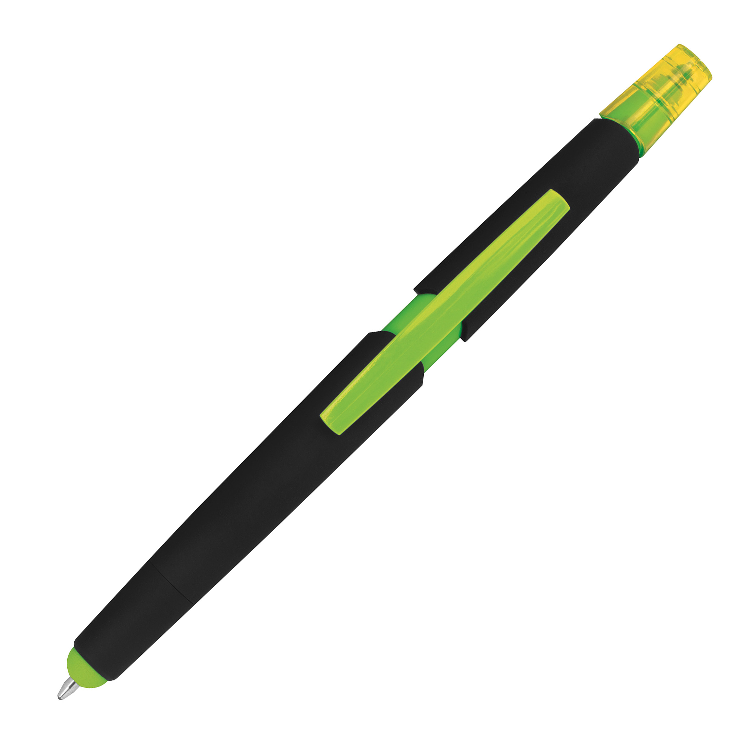 Plastic ballpen with highlighter and touch function
