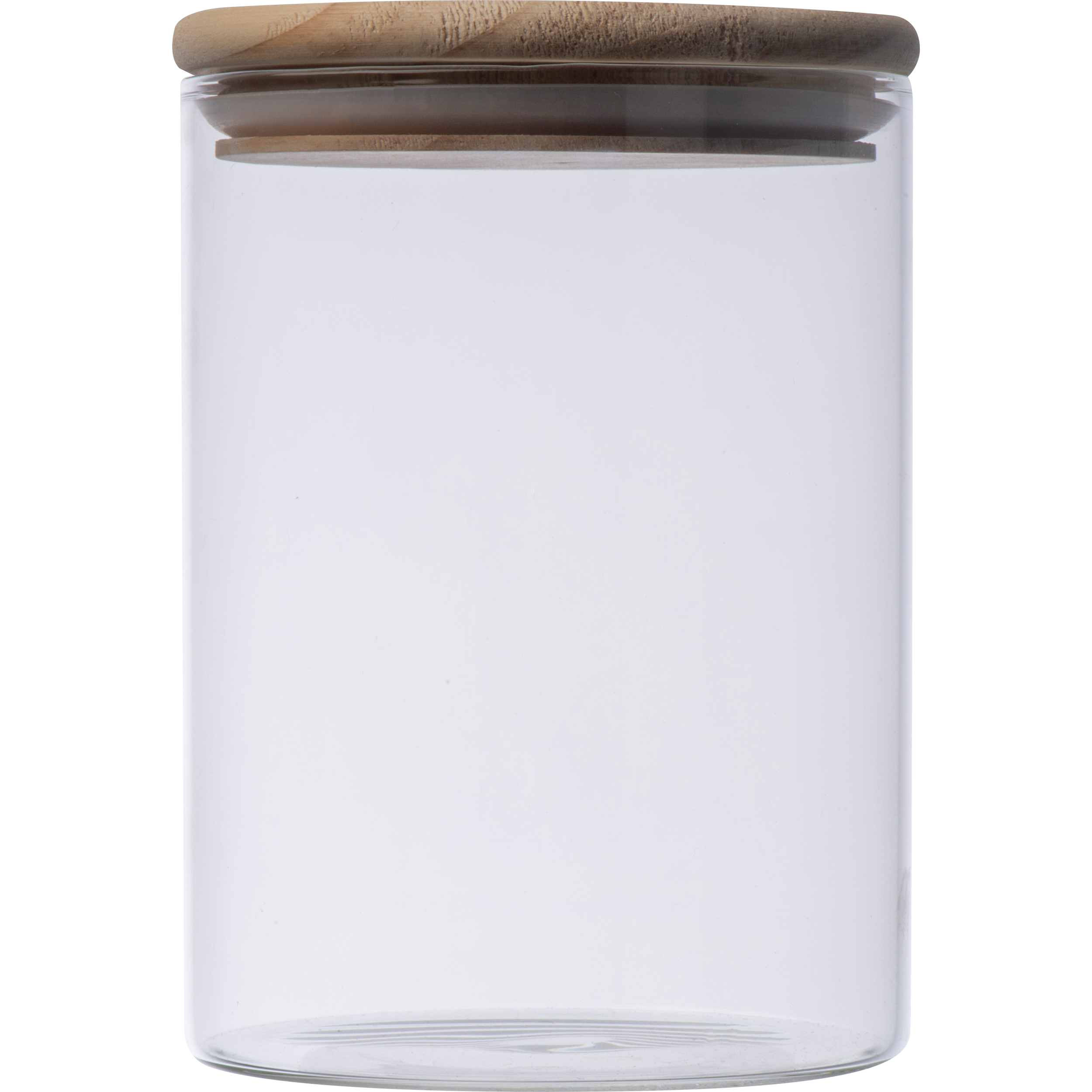 Dose aus Borosilikatglas mit Kiefernholzdeckel, 700 ml