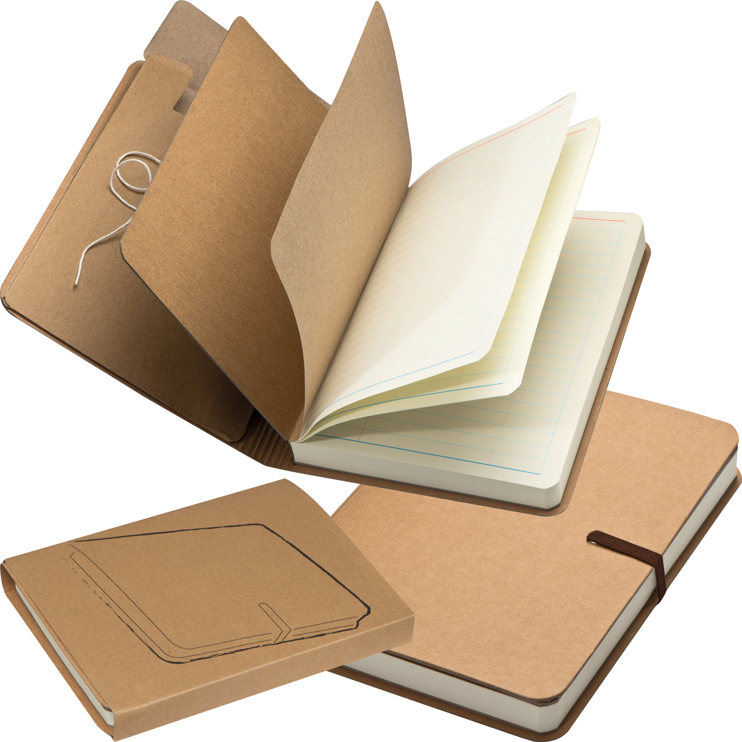 Notebook with brown rubber band, 120 sheets