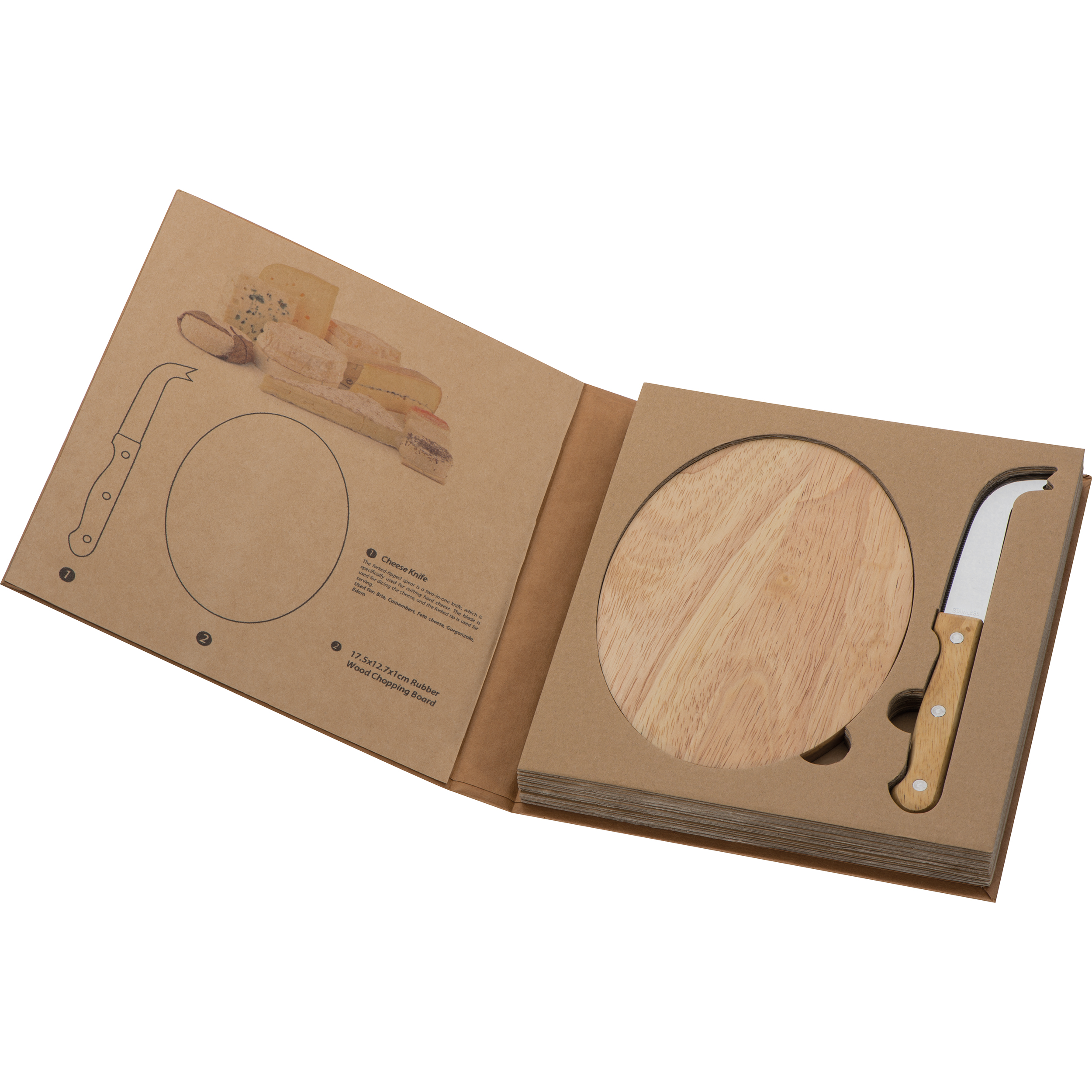 Cheese set with wooden cutting board
