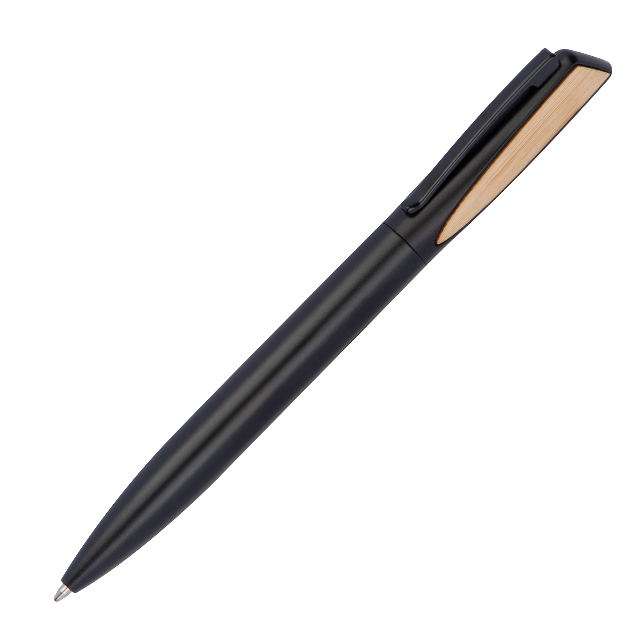 Bolígrafo de metal con apliques de bambú