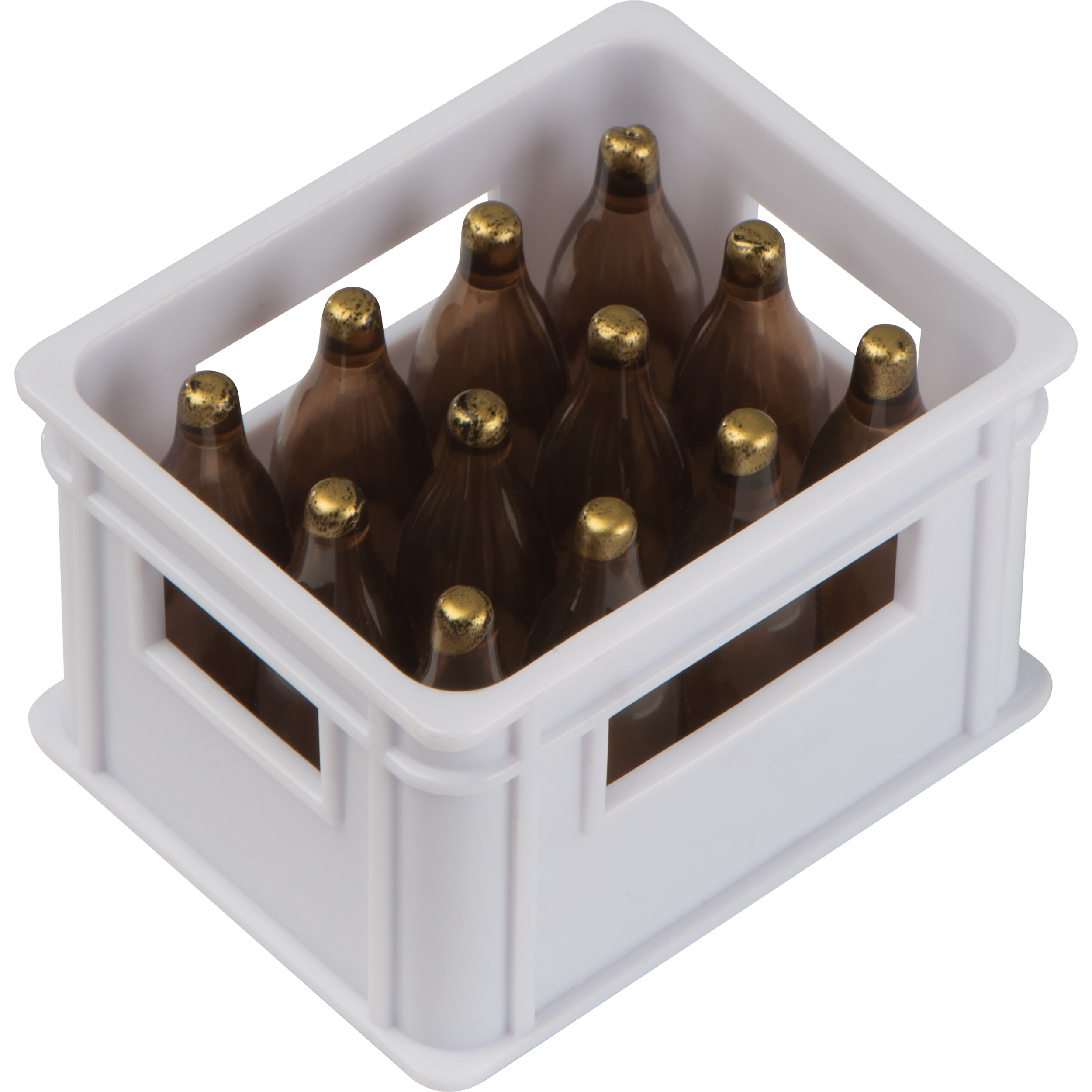 Bottle opener in the shape of a beer crate