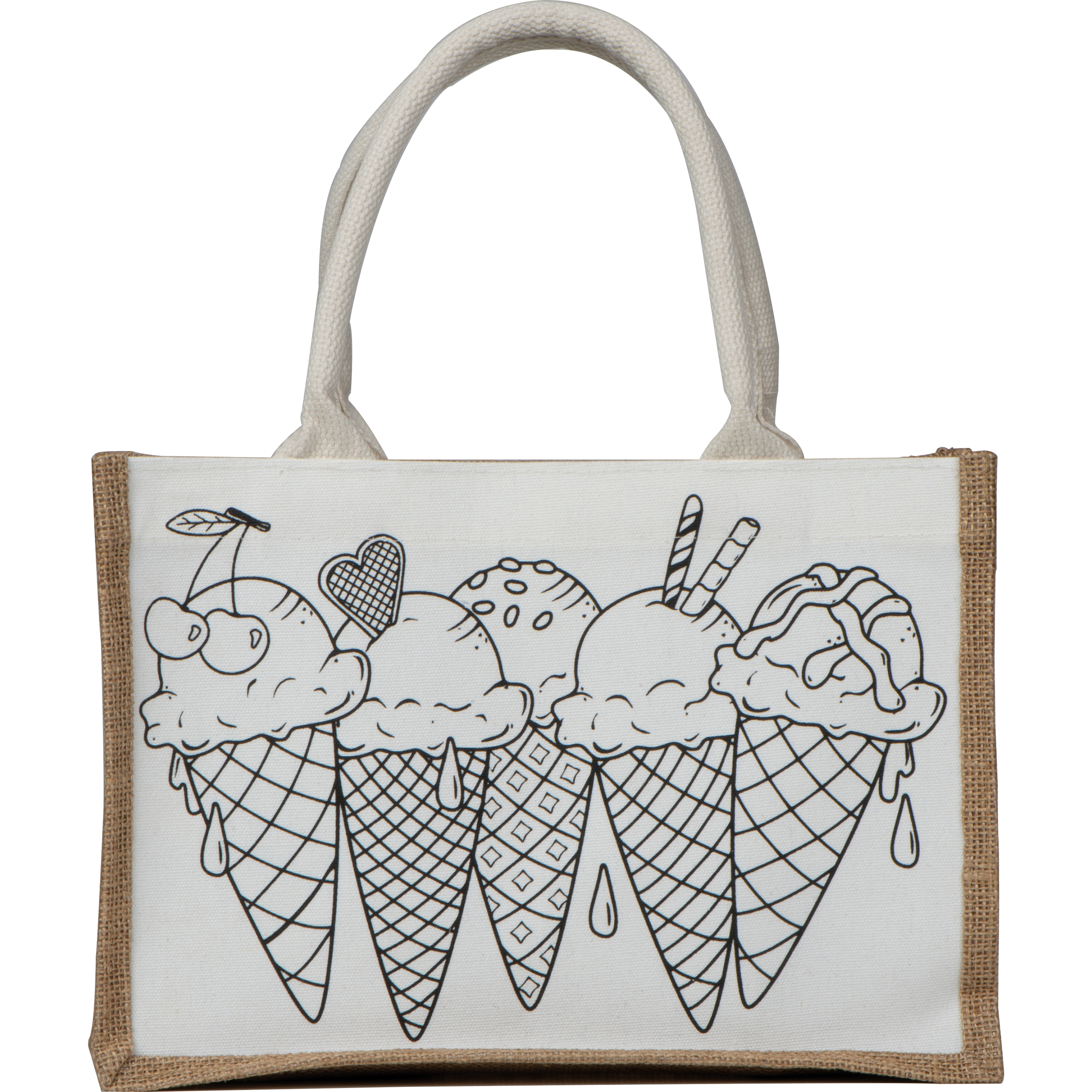Jute cotton bag for colouring in