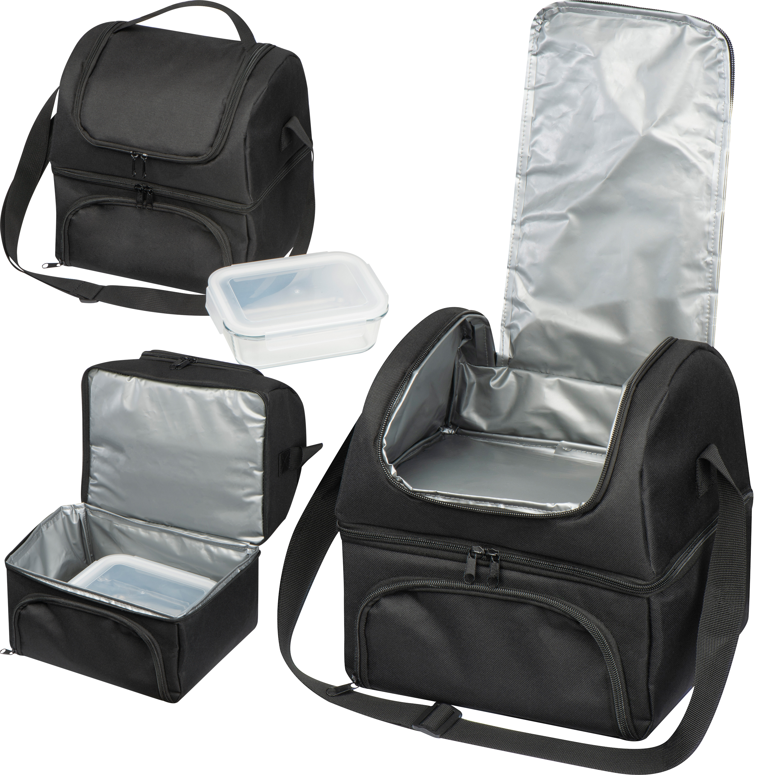 Bolsa nevera con 2 compartimentos - incluye un recipiente de cristal para alimentos