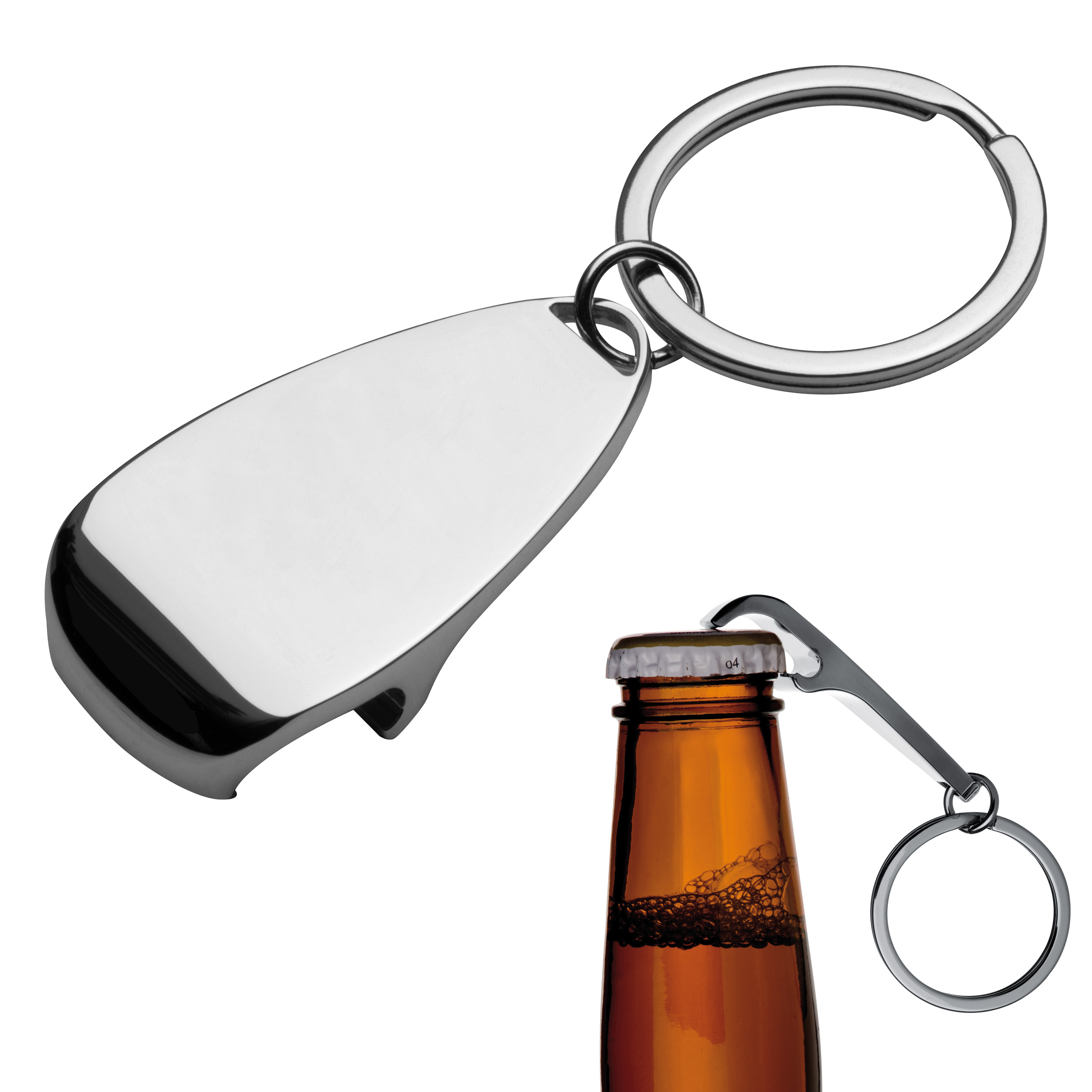 Metal keyring with bottle opener