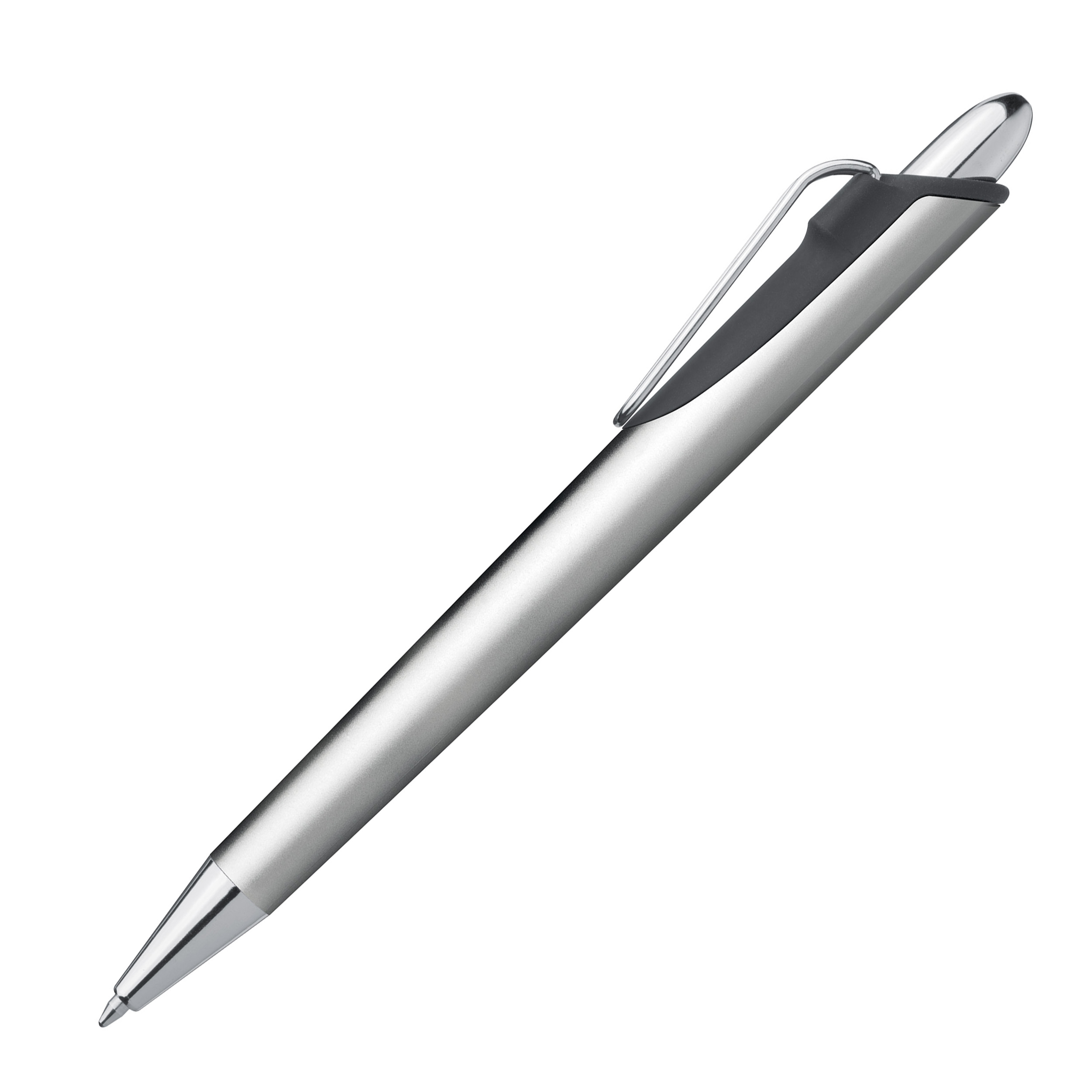 Ball pen made of plastic with metal clip