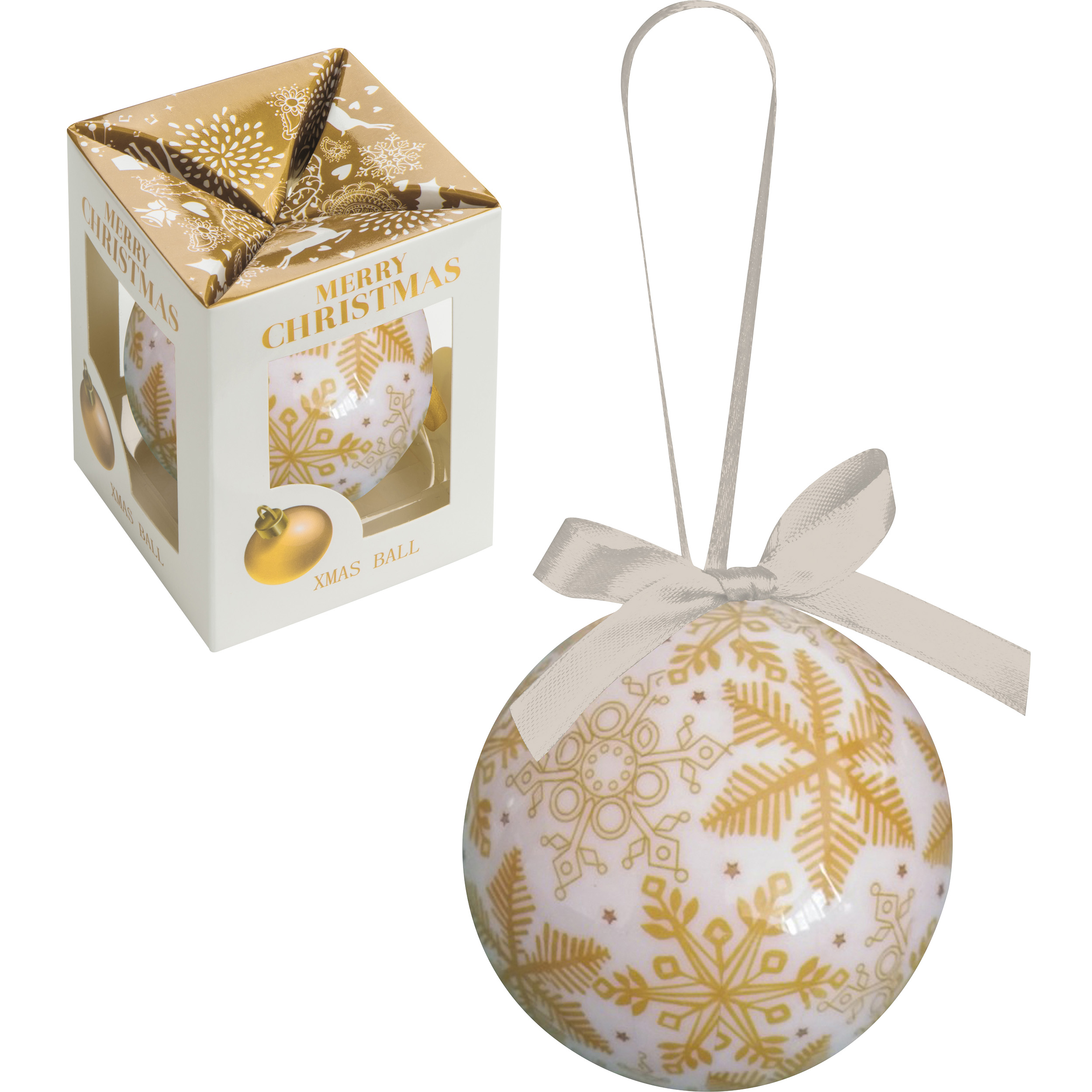 Plastic Christmas tree ball decoration - supplied in a gift box.