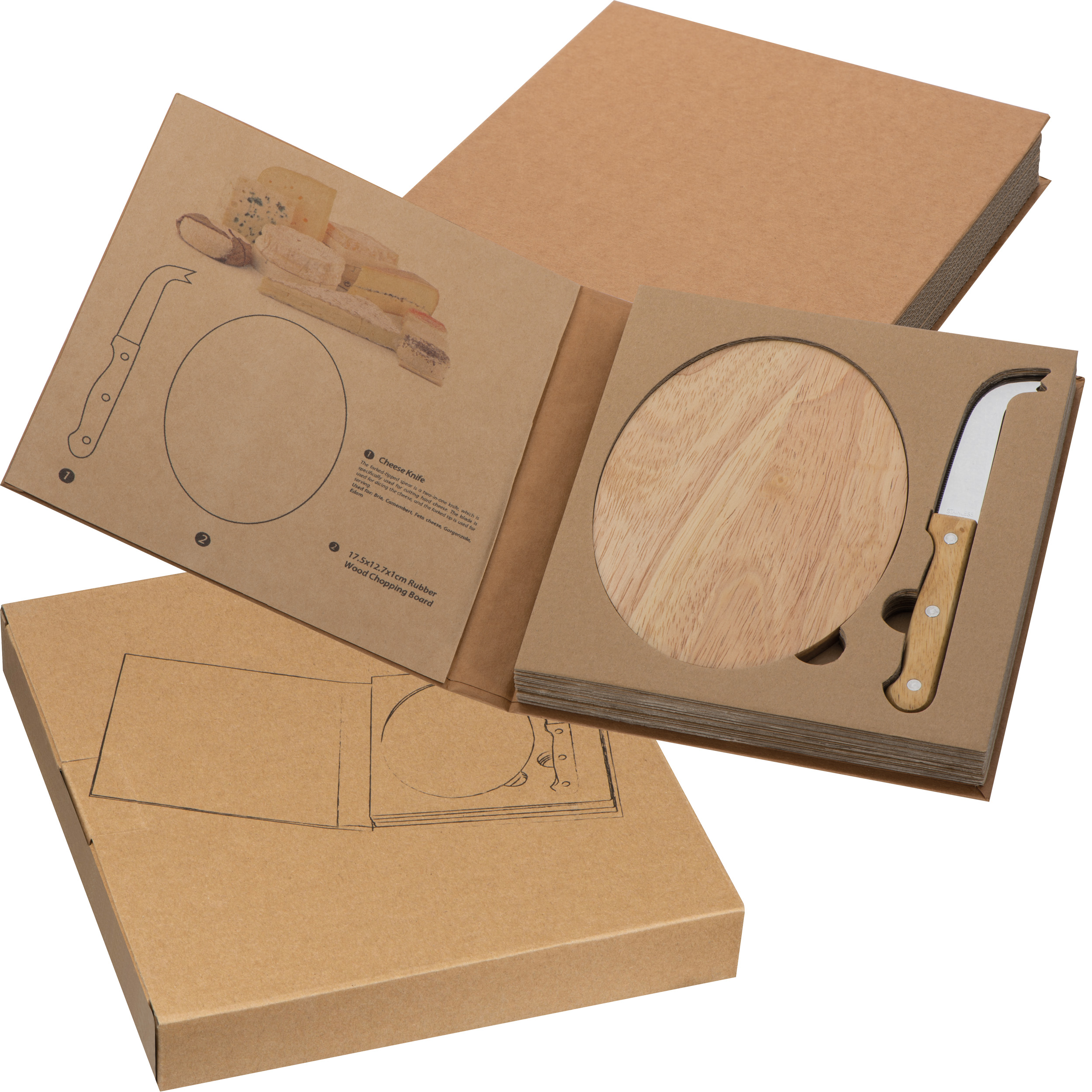 Cheese set with wooden cutting board