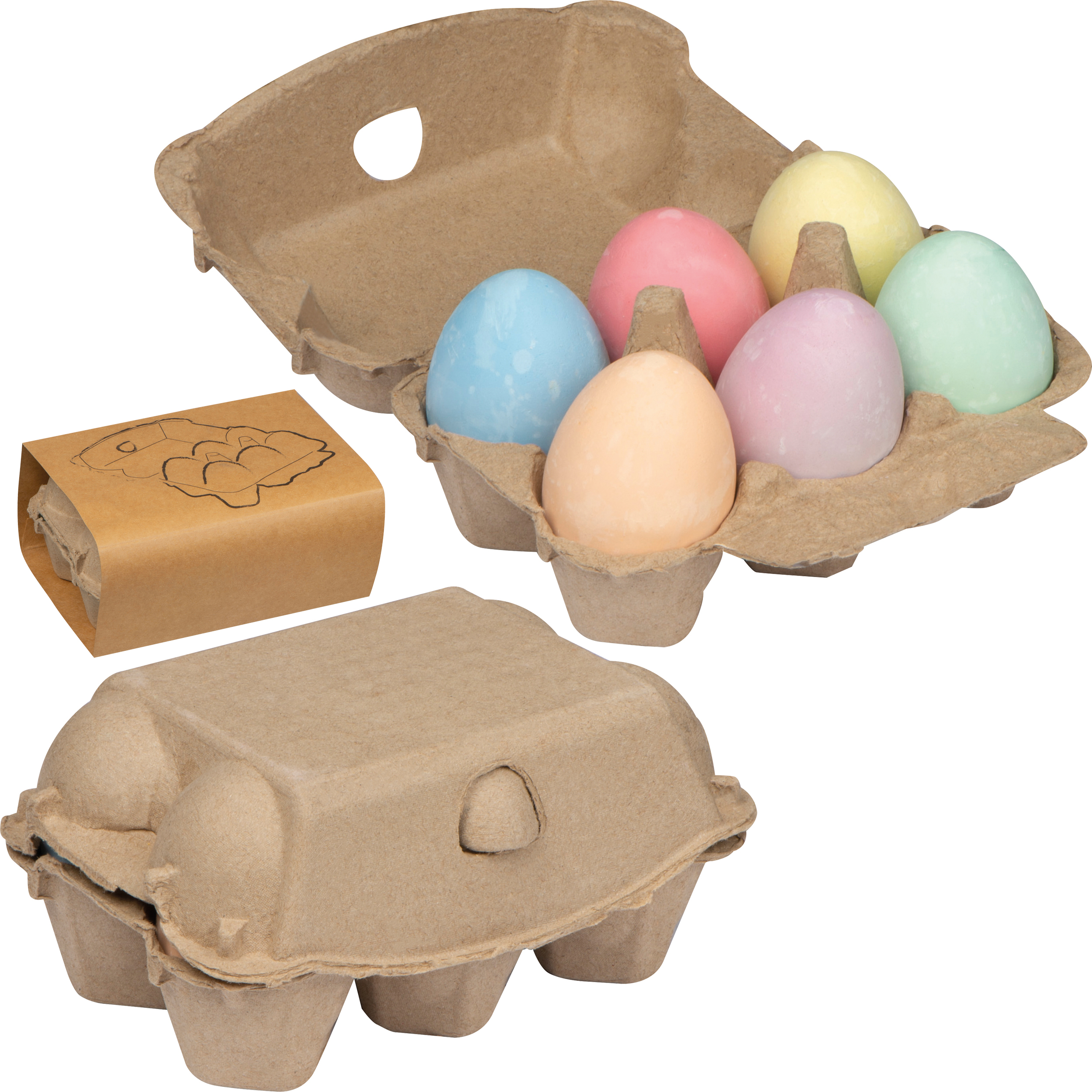 Chalk eggs in cardboard box