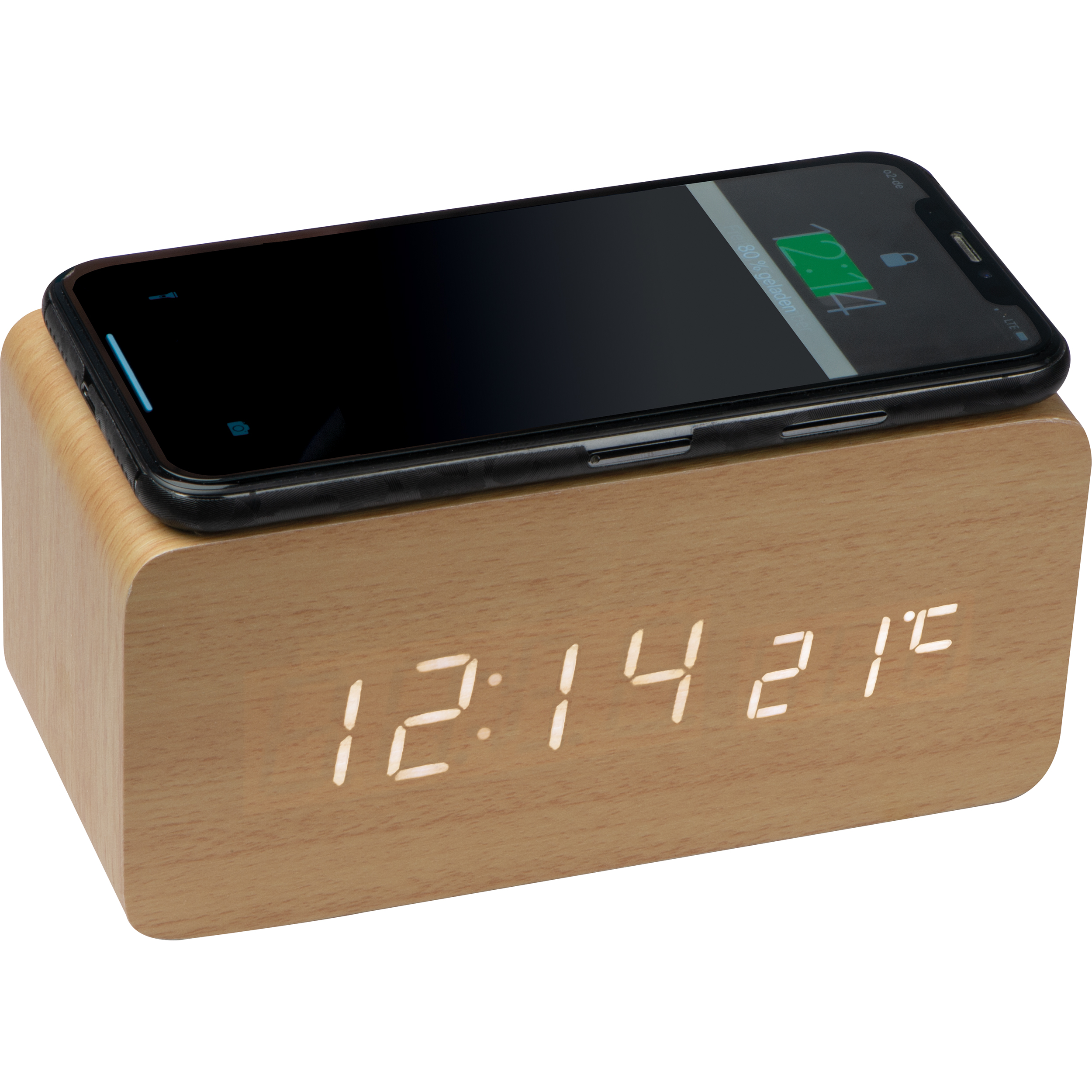 Desk clock with integrated wireless charger