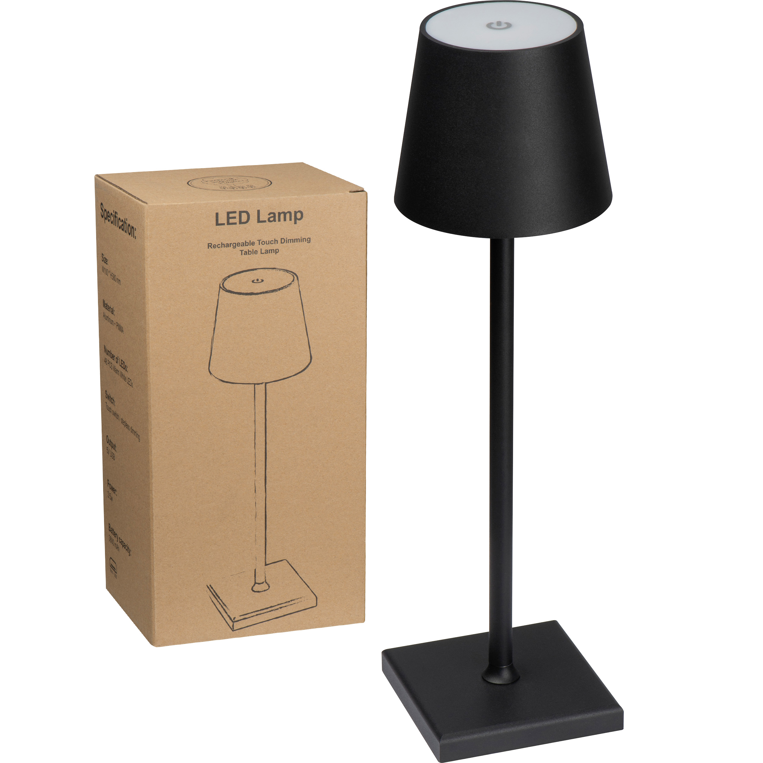 Rechargeable Table lamp with touch sensor - including charging cable