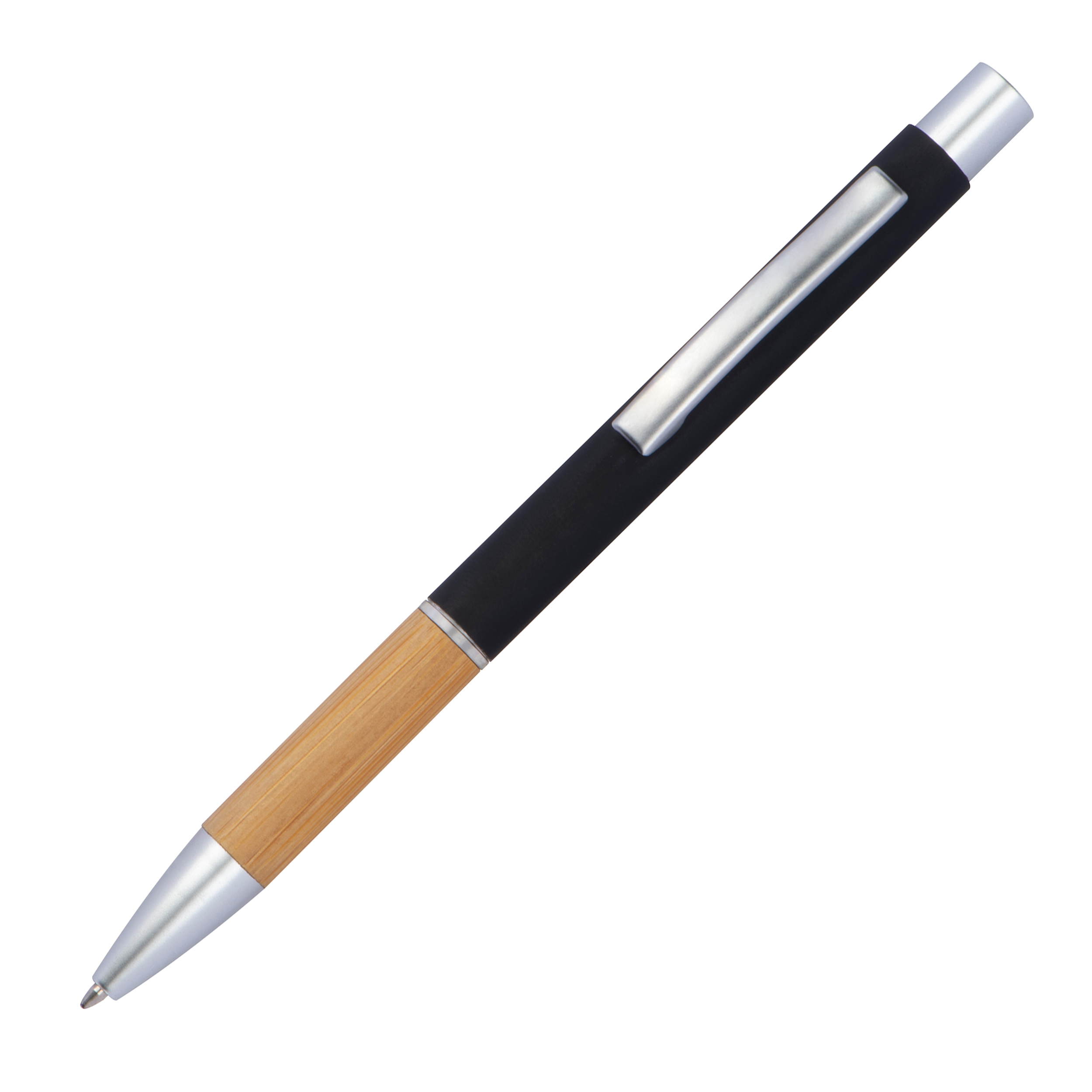 Aluminium push pen with bamboo gripzone