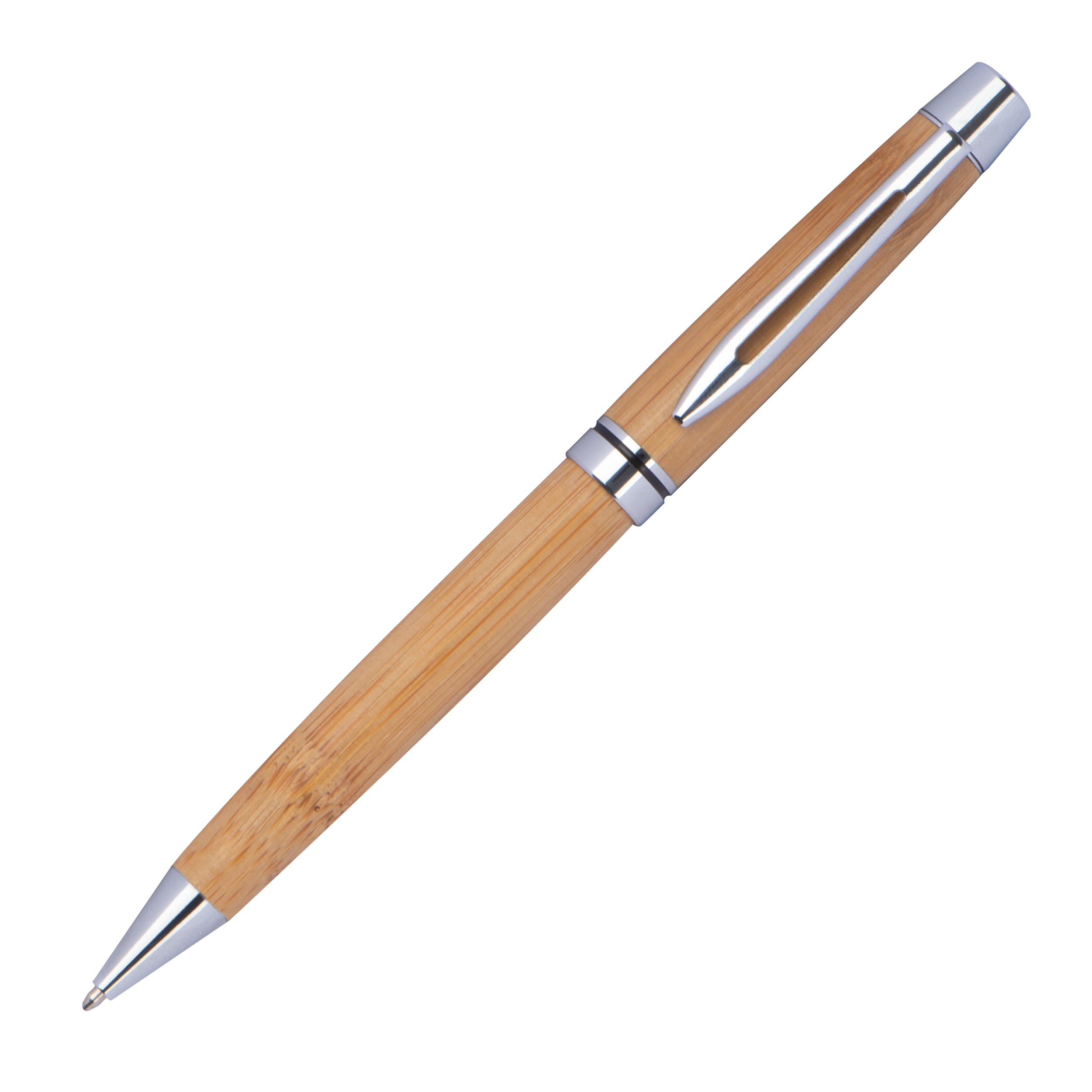 Bolígrafo de madera con aplicaciones metálicas