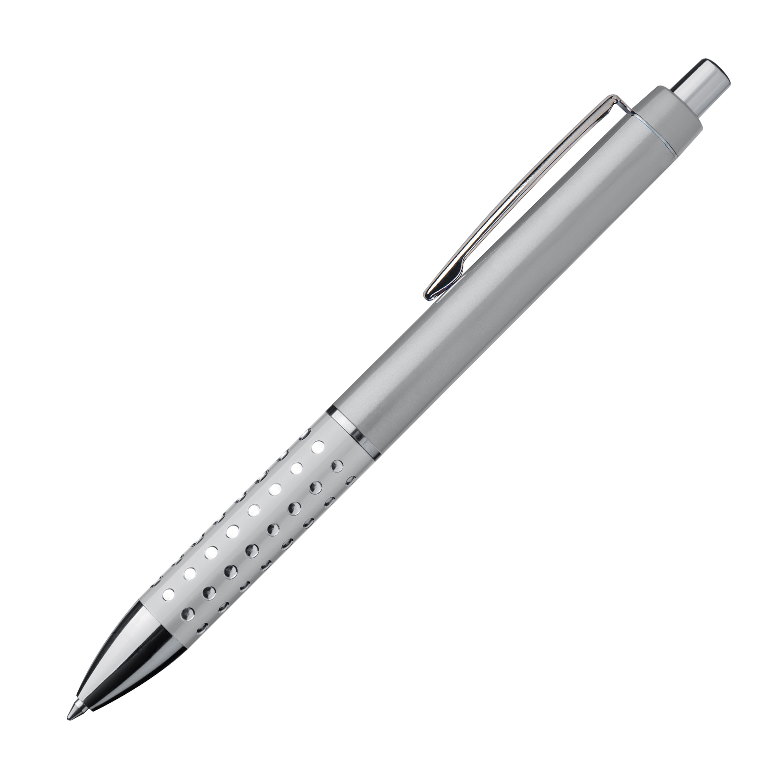 Plastic ball pen with sparkling dot grip zone