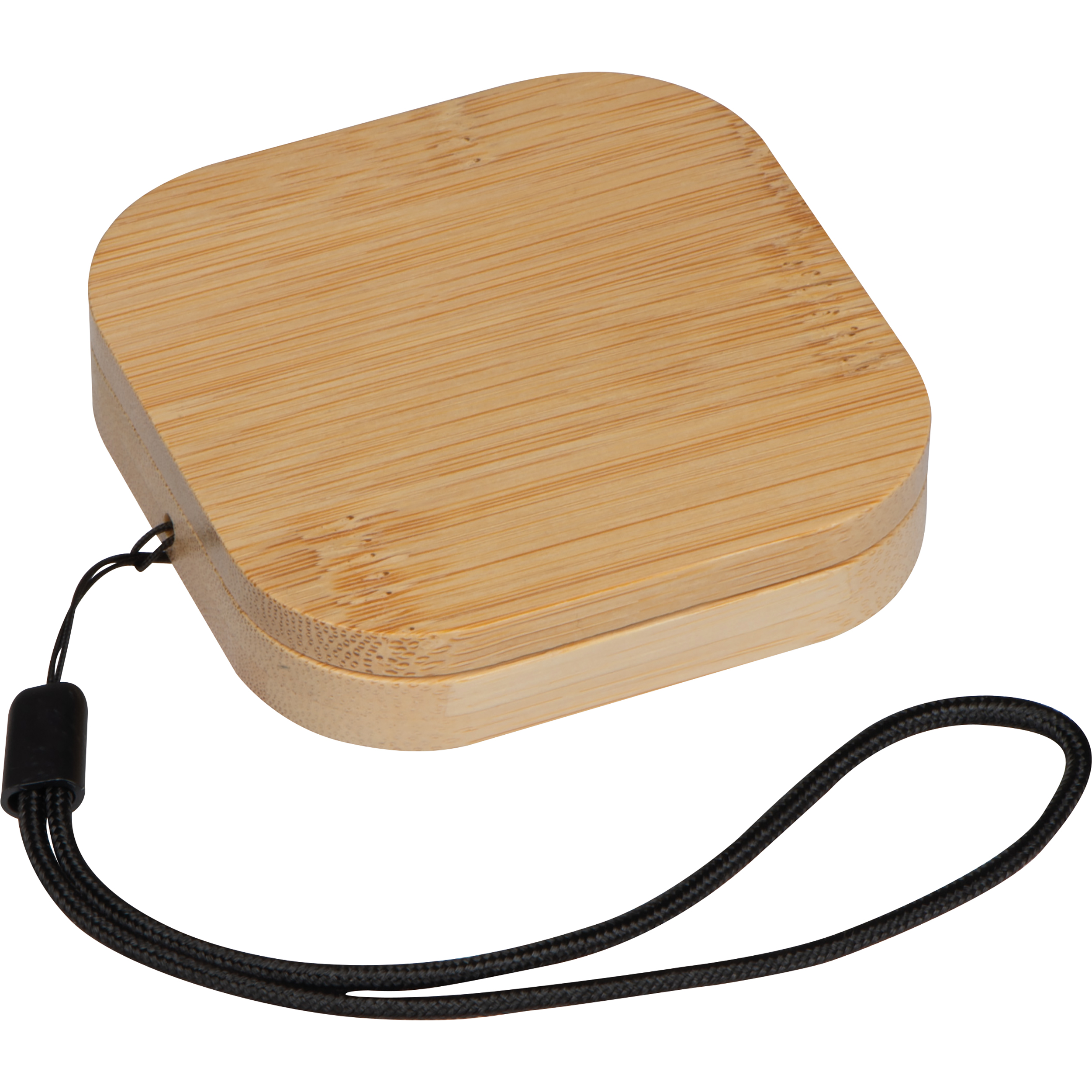 Juego de cables y adaptadores en una caja de bambú