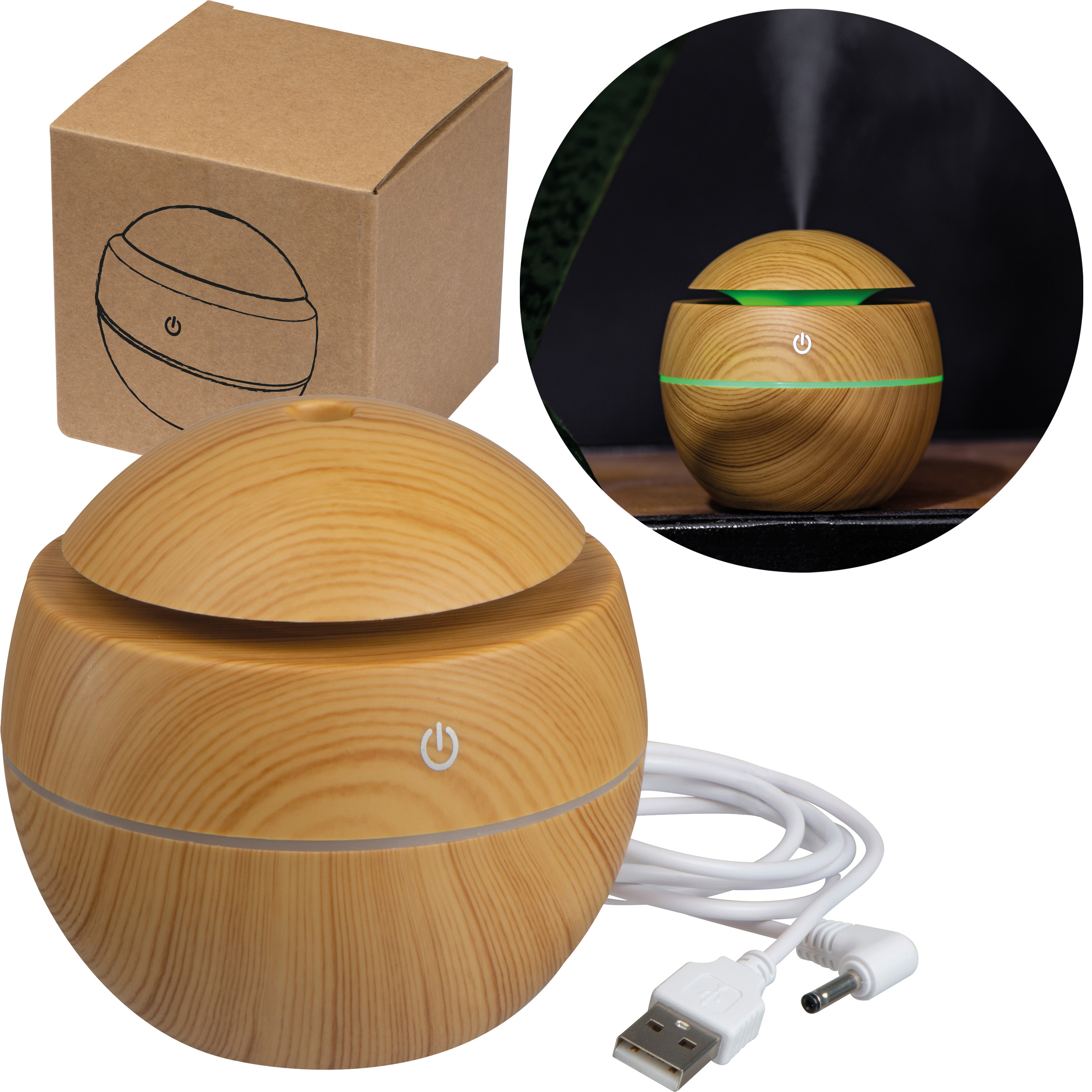 Aroma humidifier with color changing LED light